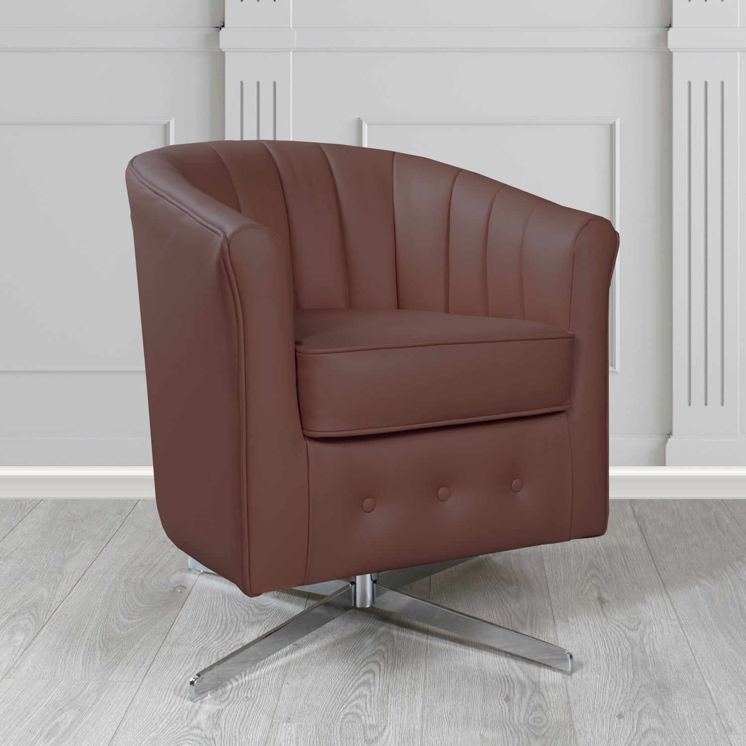 Doha Swivel Tub Chair in Shelly Crib 5 Genuine Leather