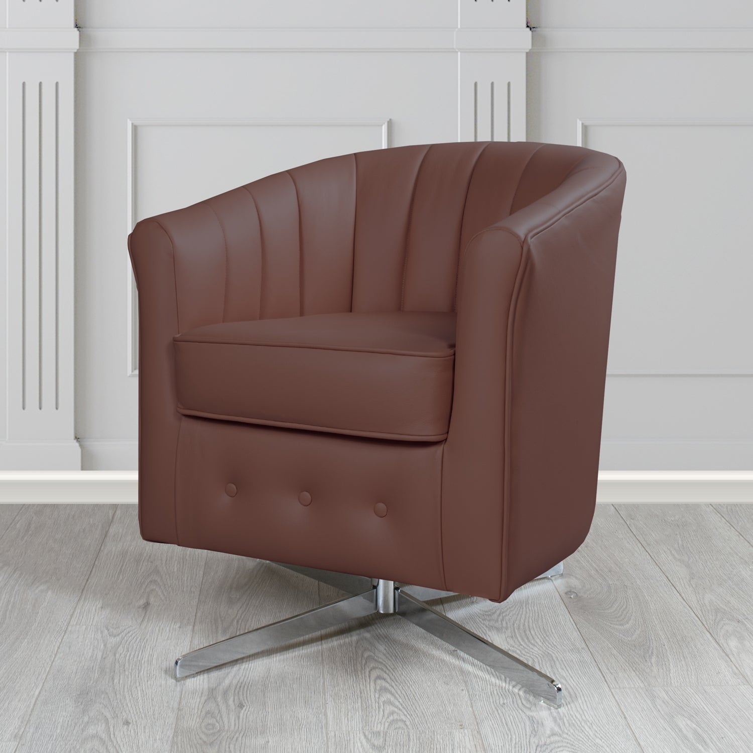 Doha Swivel Tub Chair in Shelly Crib 5 Genuine Leather