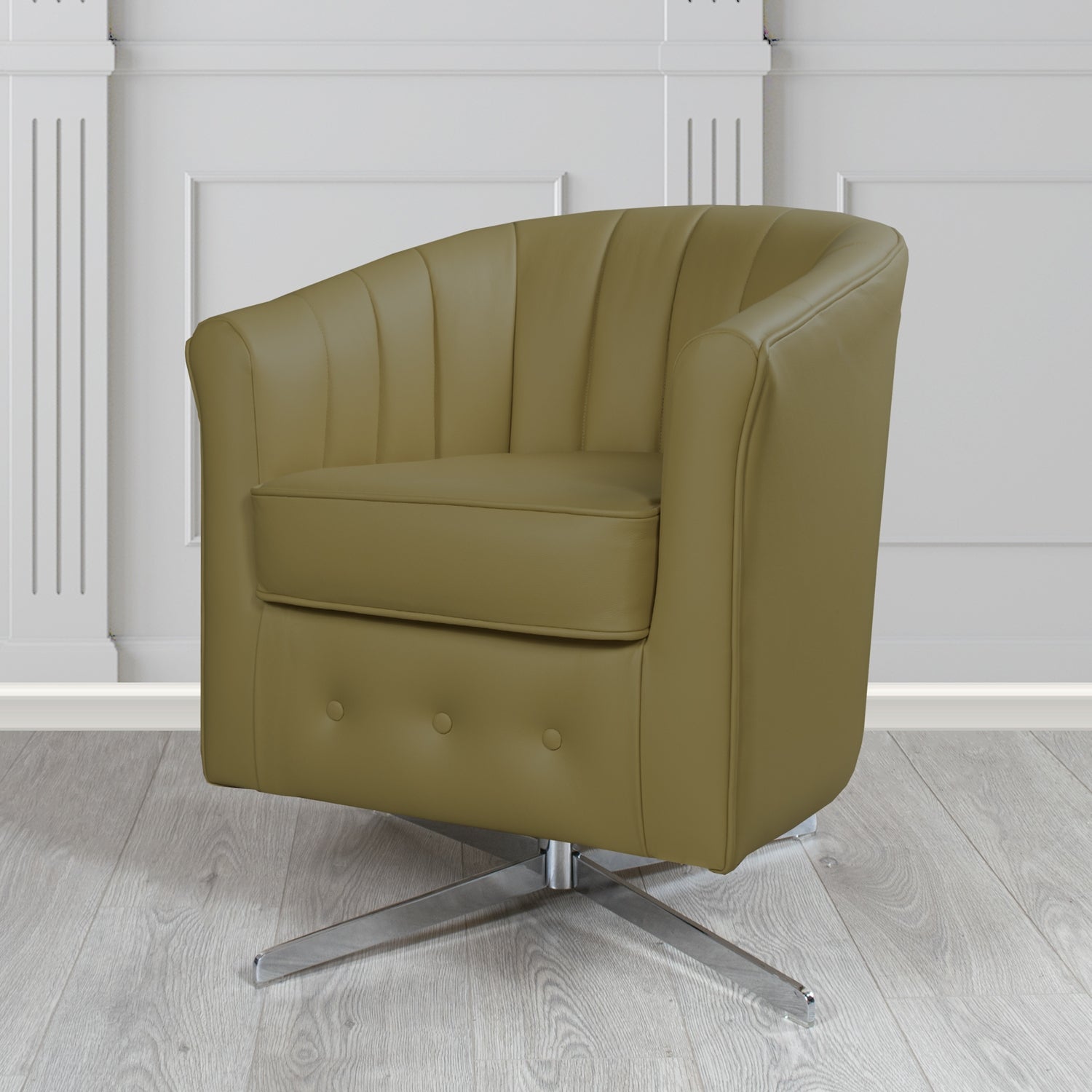 Doha Swivel Tub Chair in Shelly Crib 5 Genuine Leather