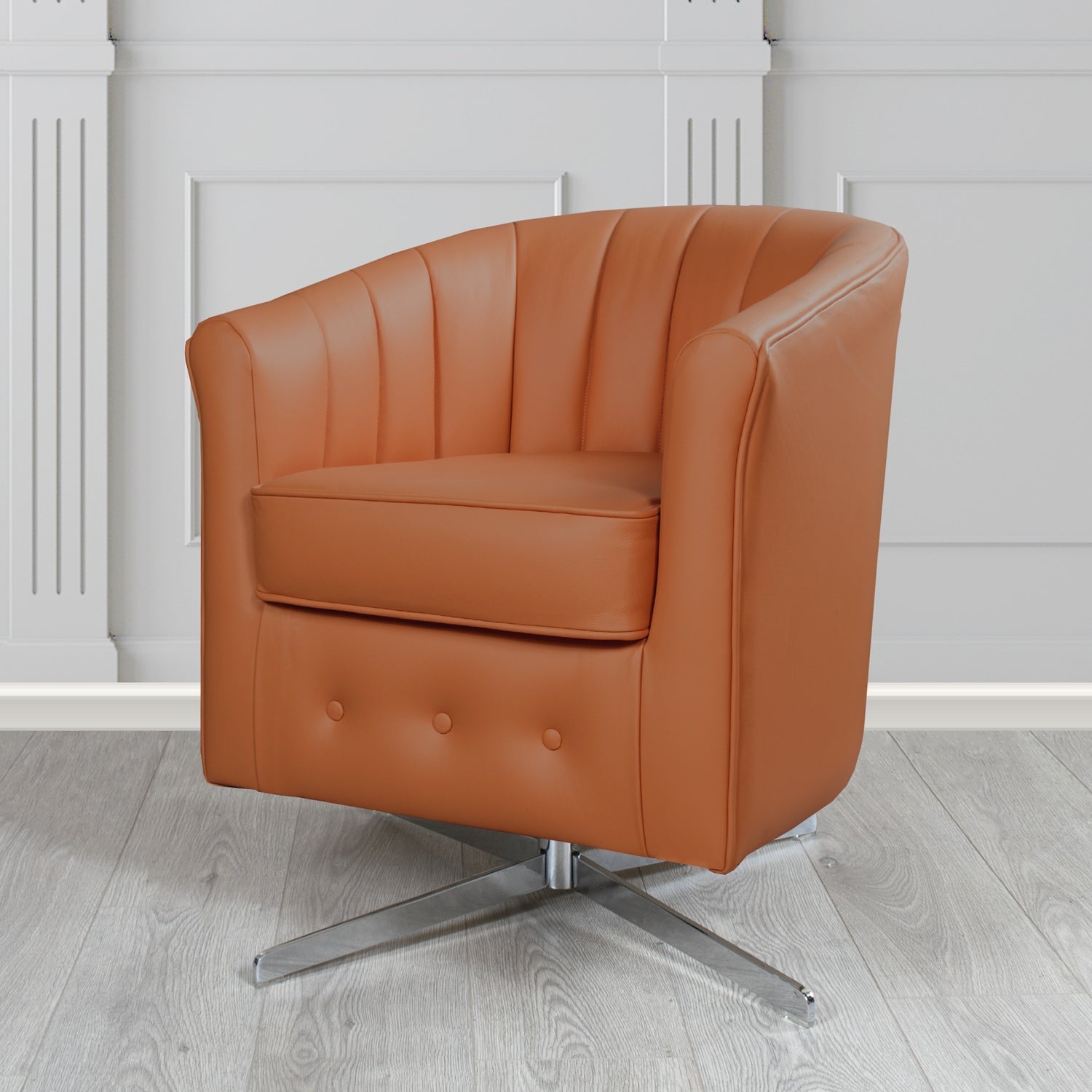 Doha Swivel Tub Chair in Shelly Crib 5 Genuine Leather