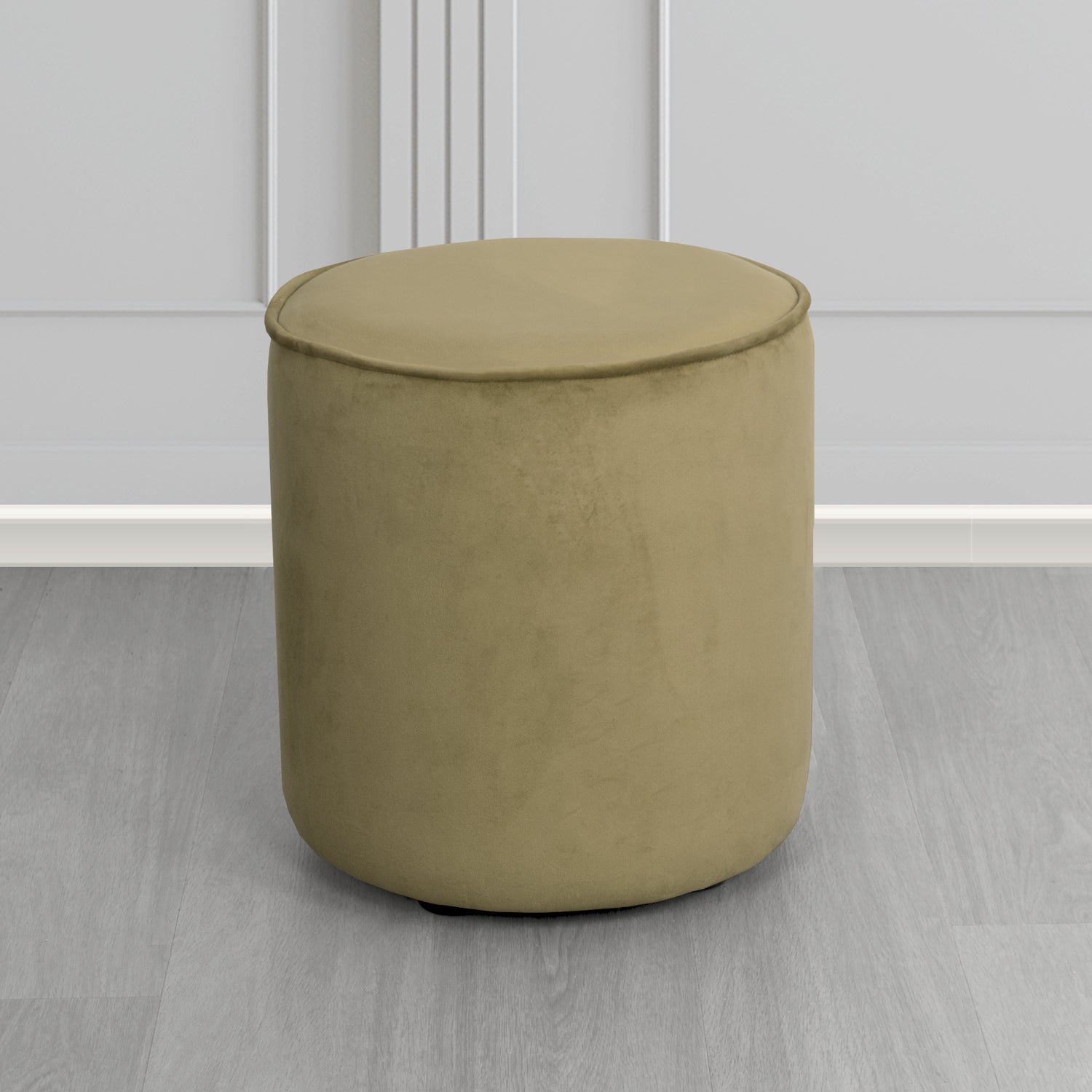 Betsy Round Footstool in Monaco Biscuit Velvet Fabric - The Tub Chair Shop