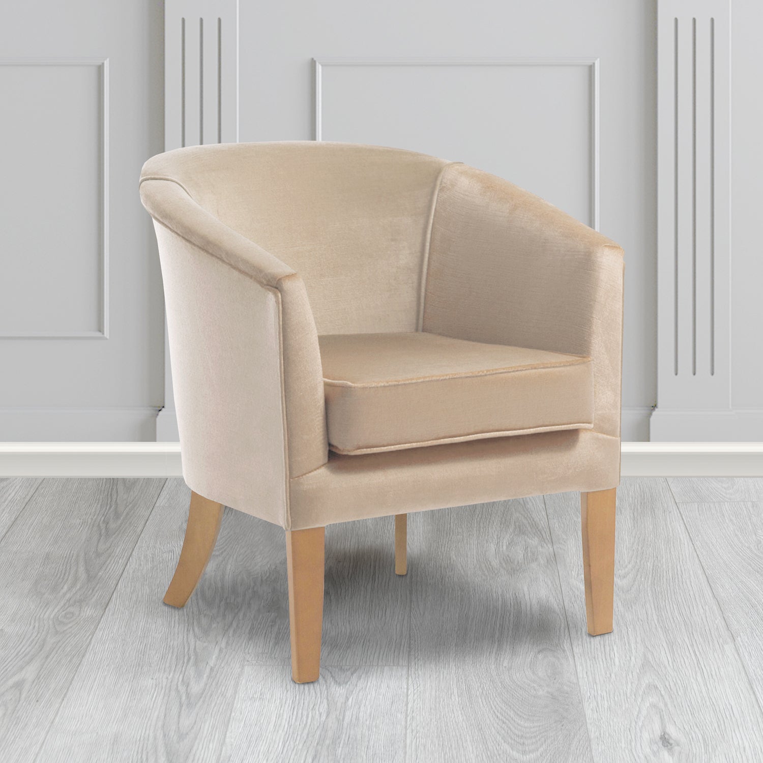 Jazz Tub Chair in Noble 837 Stone Crib 5 Velvet Fabric Water Resista