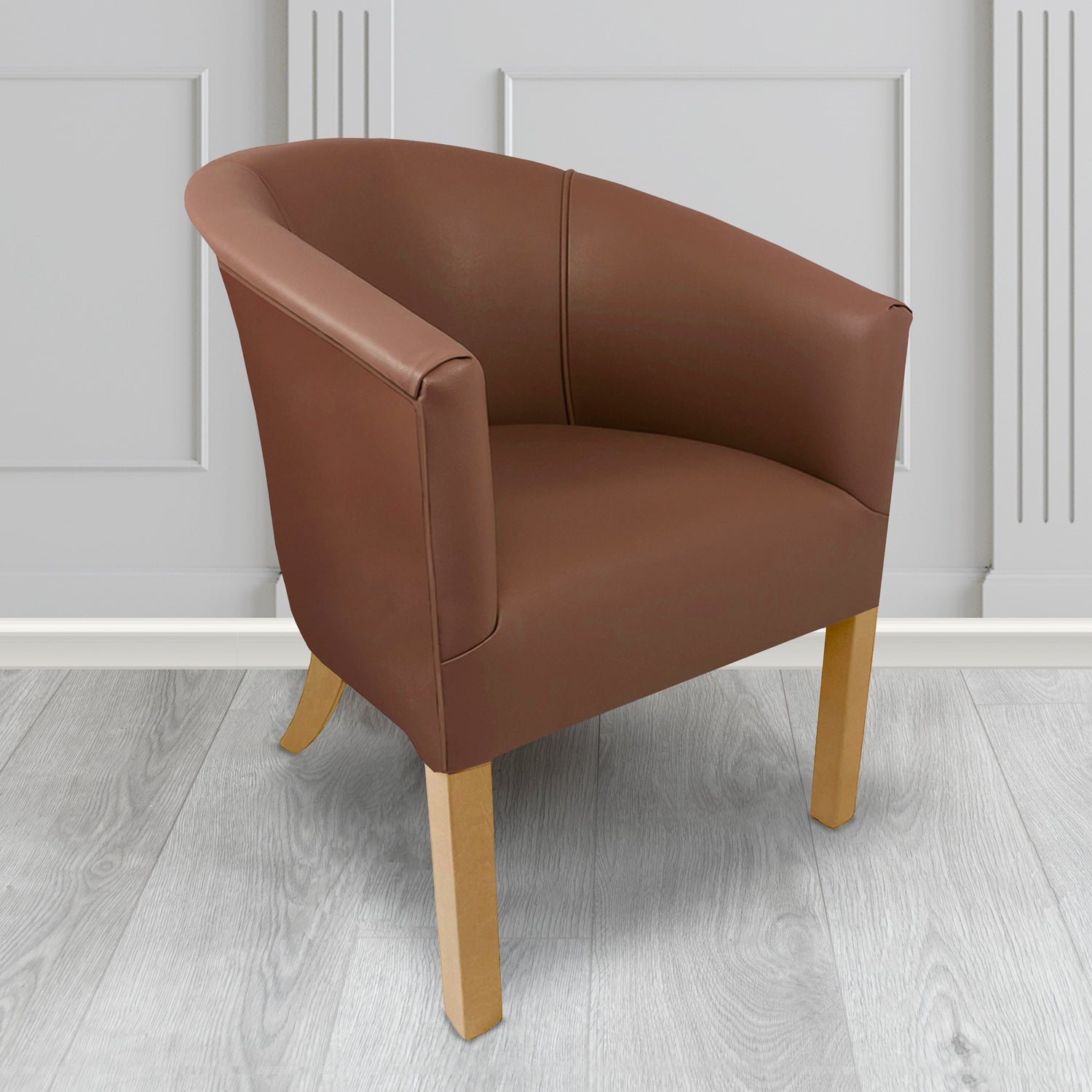 Brown faux outlet leather tub chair