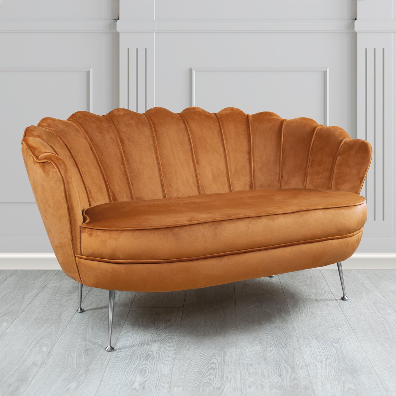 Olivia 2 Seater Shell Sofa in Sapore Crib 5 Velvet Fabric