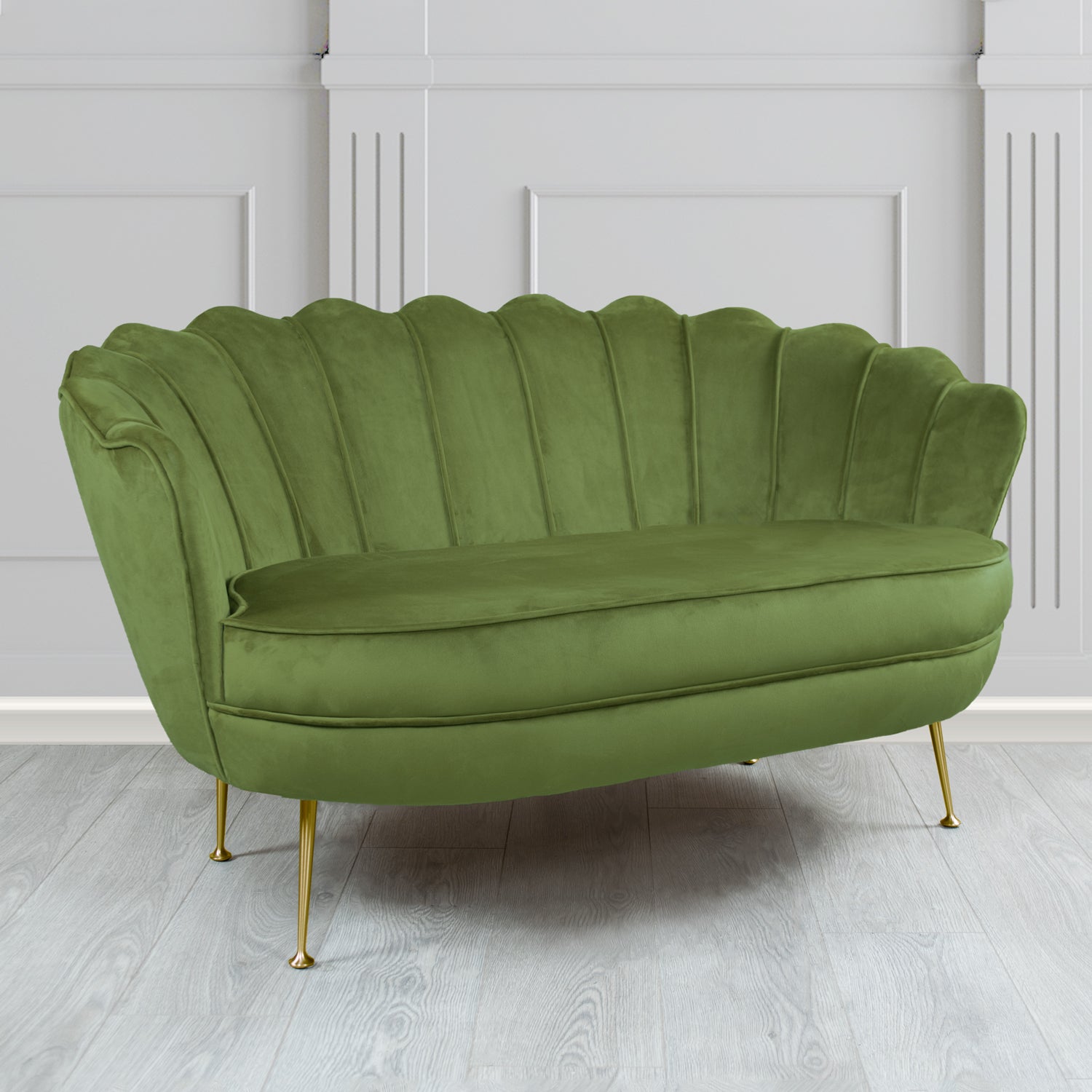 Olivia 2 Seater Shell Sofa in Sapore Crib 5 Velvet Fabric