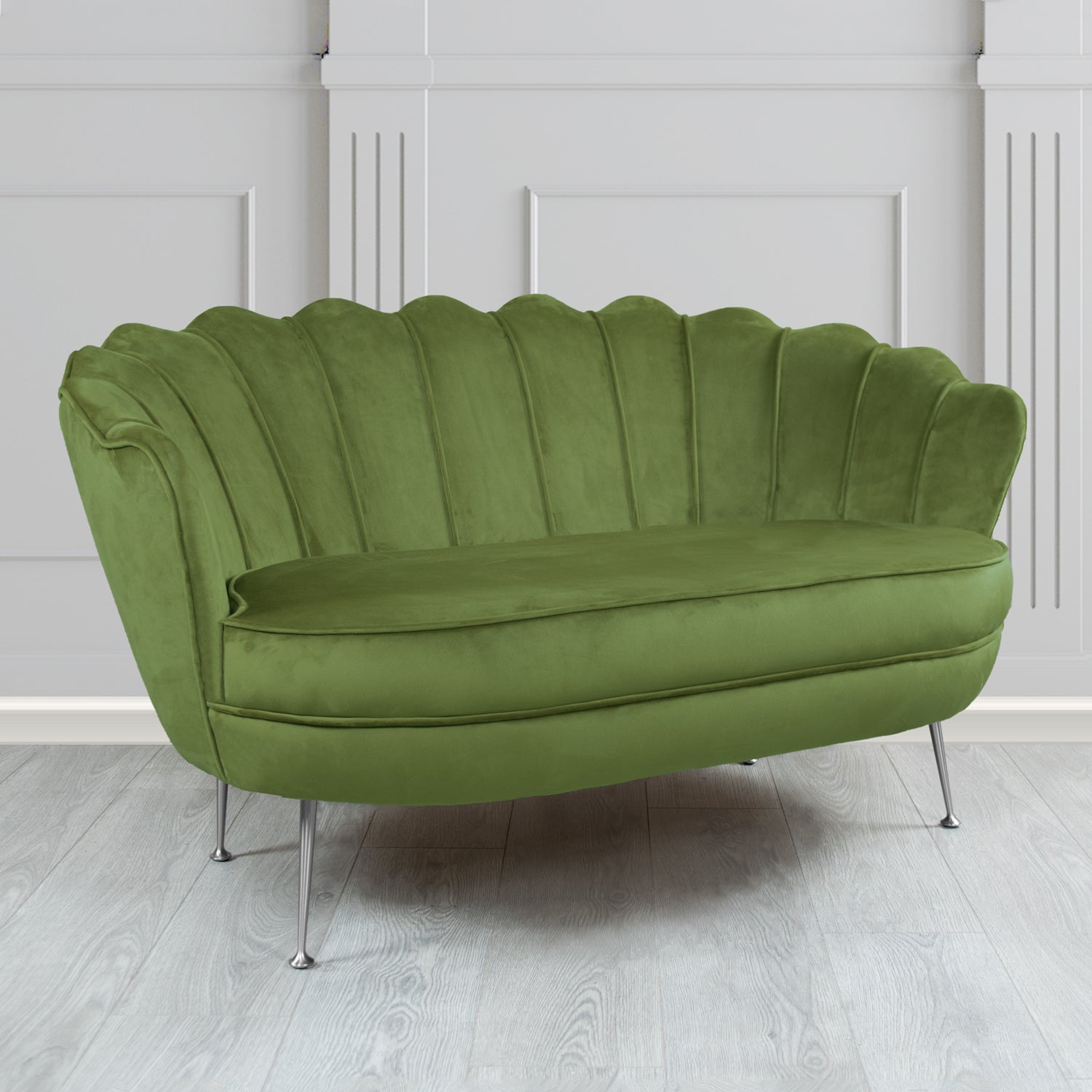 Olivia 2 Seater Shell Sofa in Sapore Crib 5 Velvet Fabric