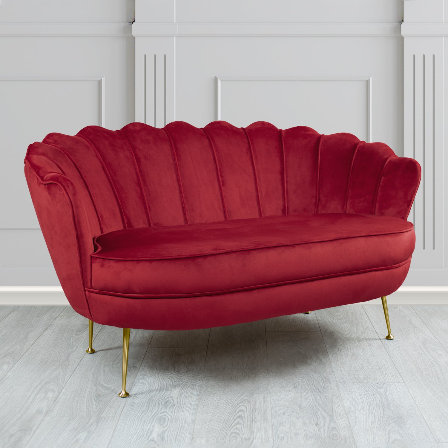 Olivia 2 Seater Shell Sofa in Sapore Crib 5 Velvet Fabric