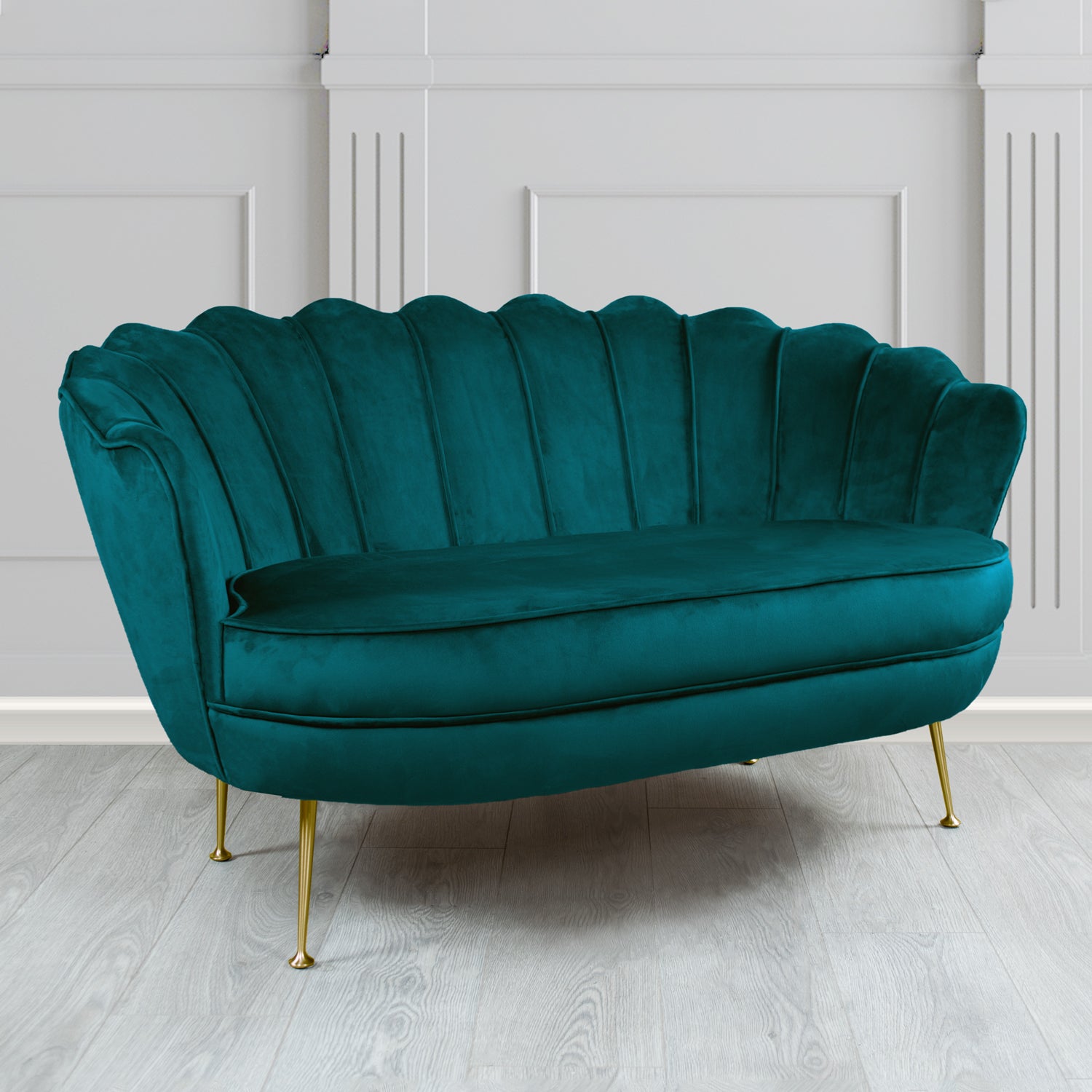 Olivia 2 Seater Shell Sofa in Sapore Crib 5 Velvet Fabric