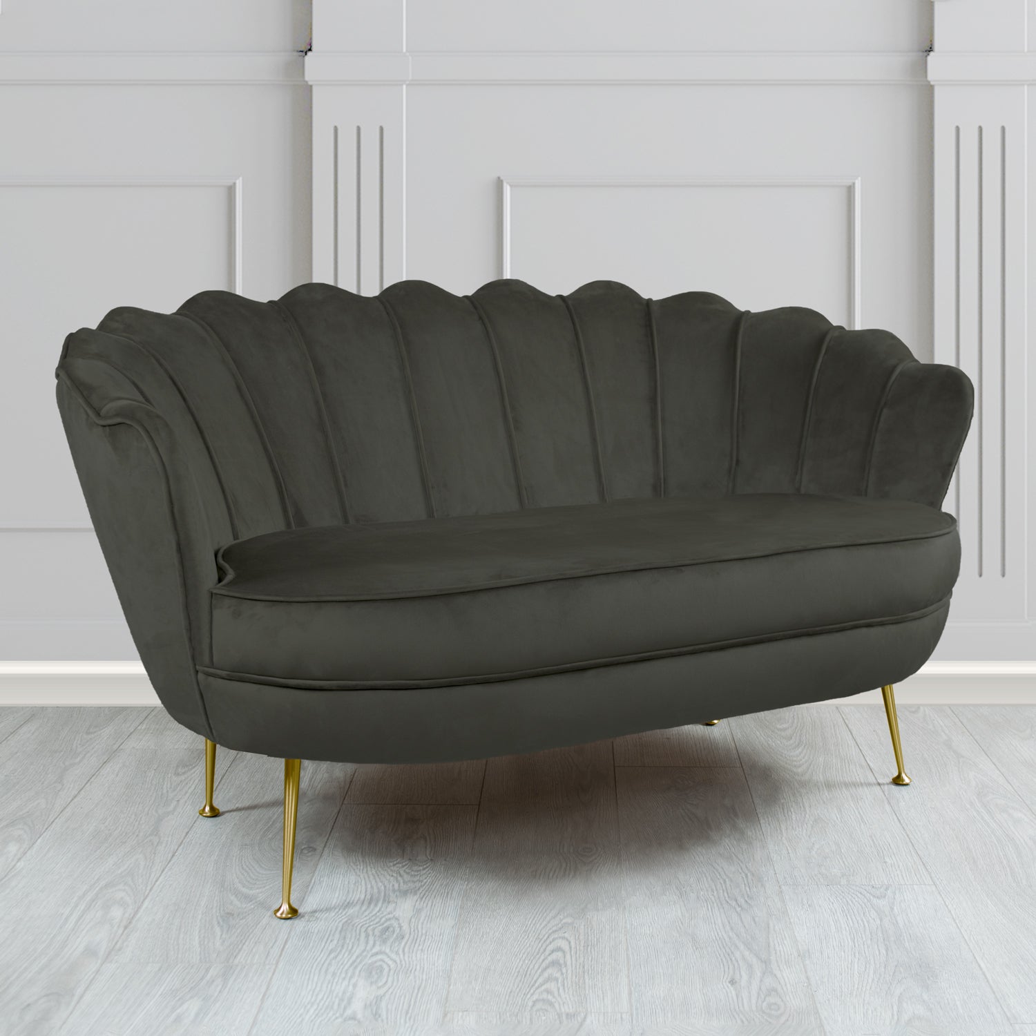 Olivia 2 Seater Shell Sofa in Sapore Crib 5 Velvet Fabric