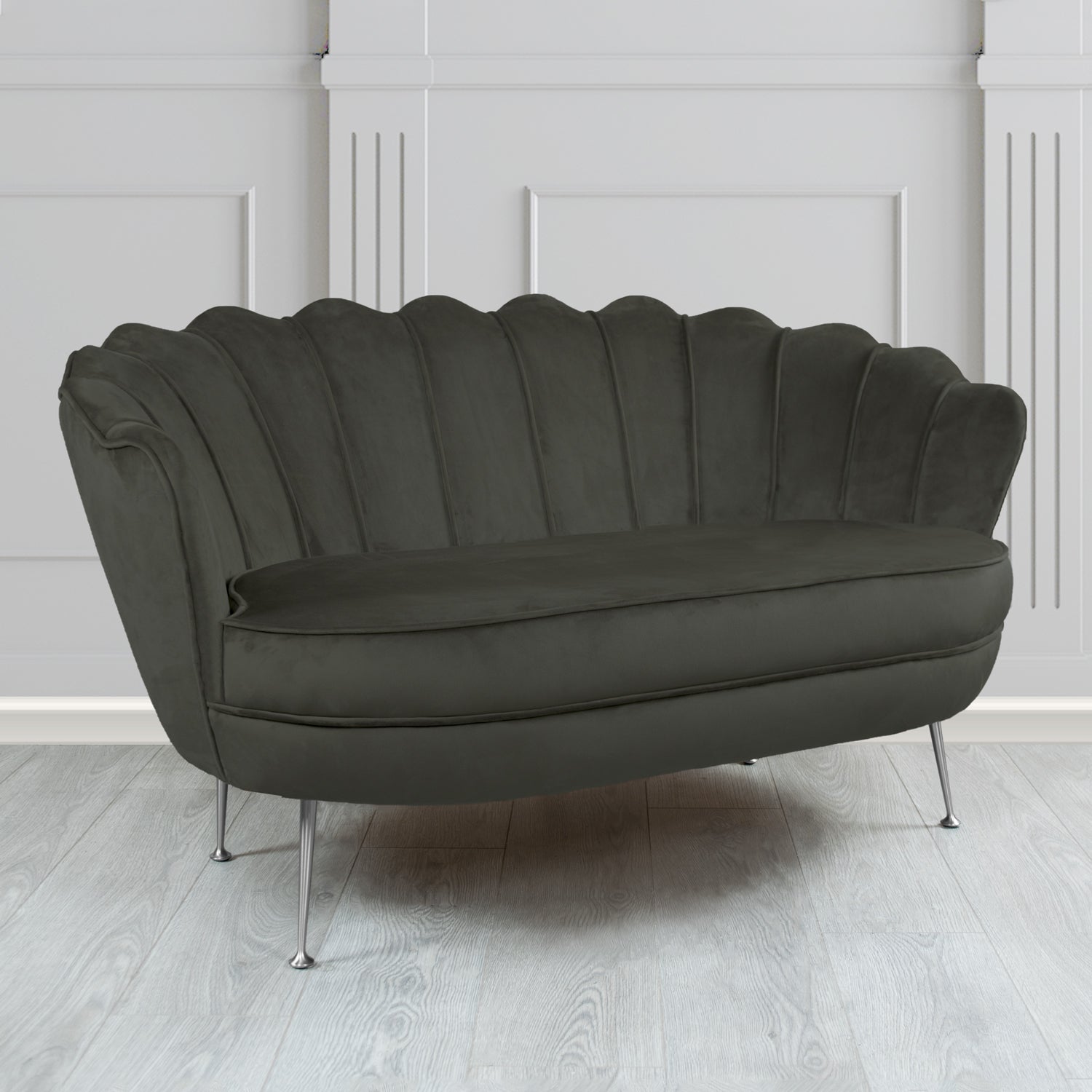 Olivia 2 Seater Shell Sofa in Sapore Crib 5 Velvet Fabric