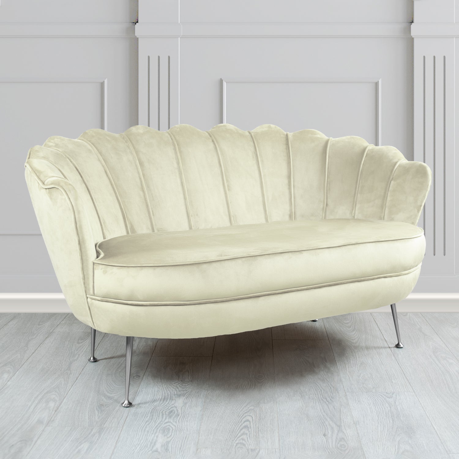 Olivia 2 Seater Shell Sofa in Sapore Crib 5 Velvet Fabric