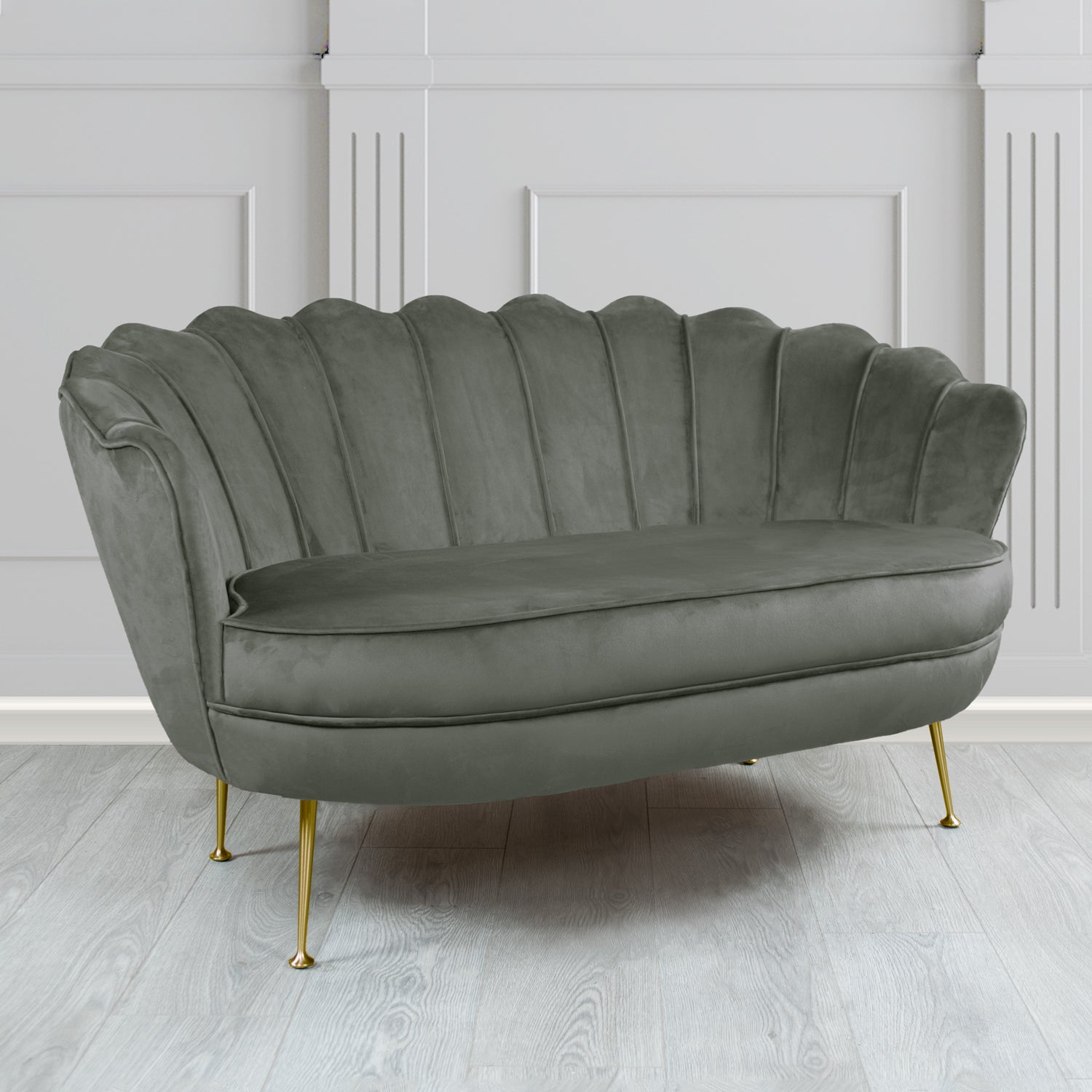 Olivia 2 Seater Shell Sofa in Sapore Crib 5 Velvet Fabric