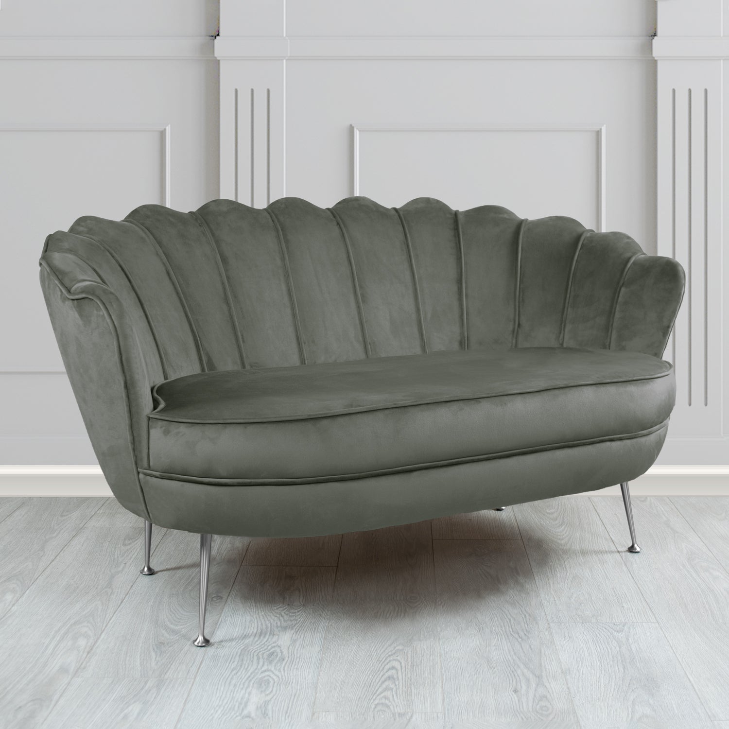Olivia 2 Seater Shell Sofa in Sapore Crib 5 Velvet Fabric