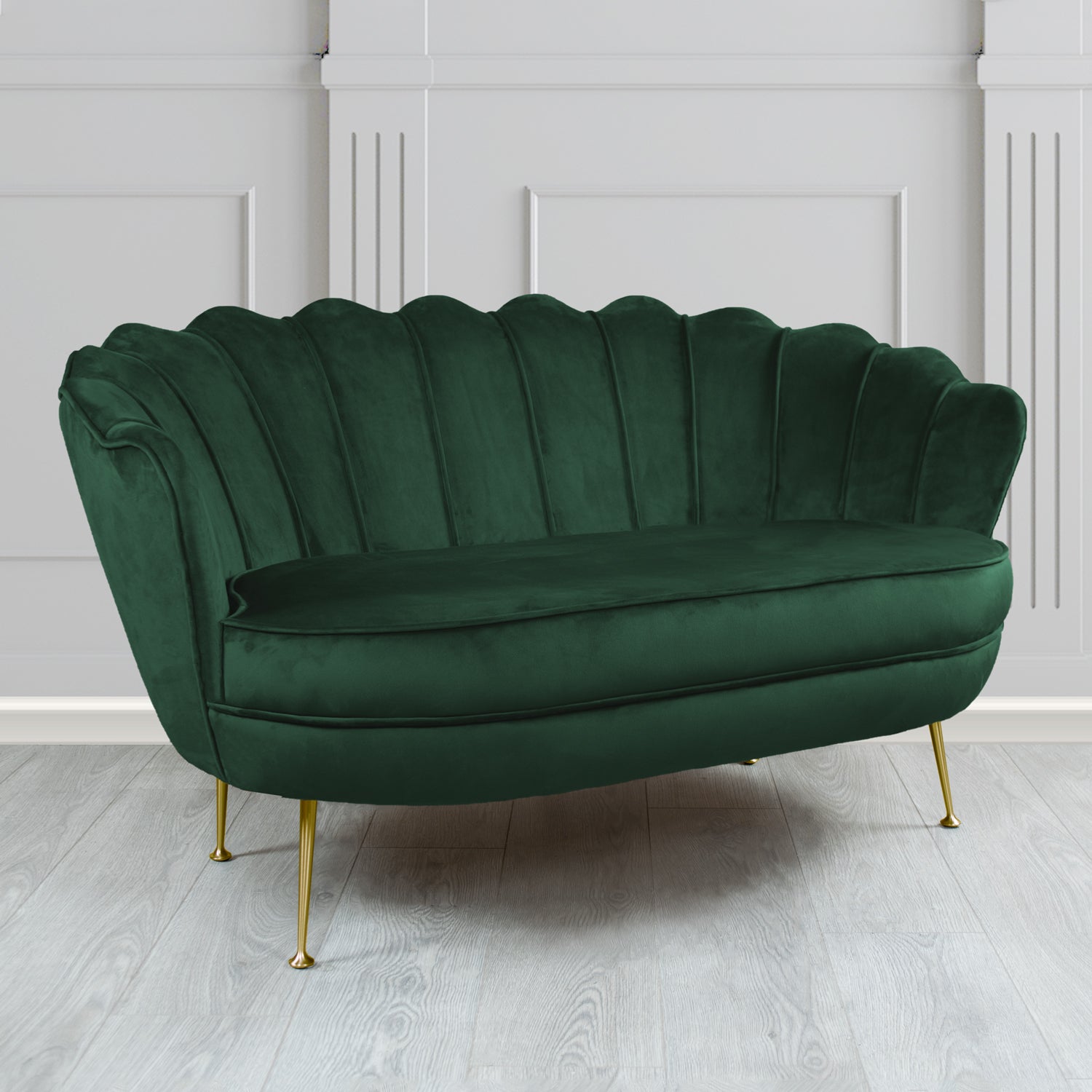 Olivia 2 Seater Shell Sofa in Sapore Crib 5 Velvet Fabric