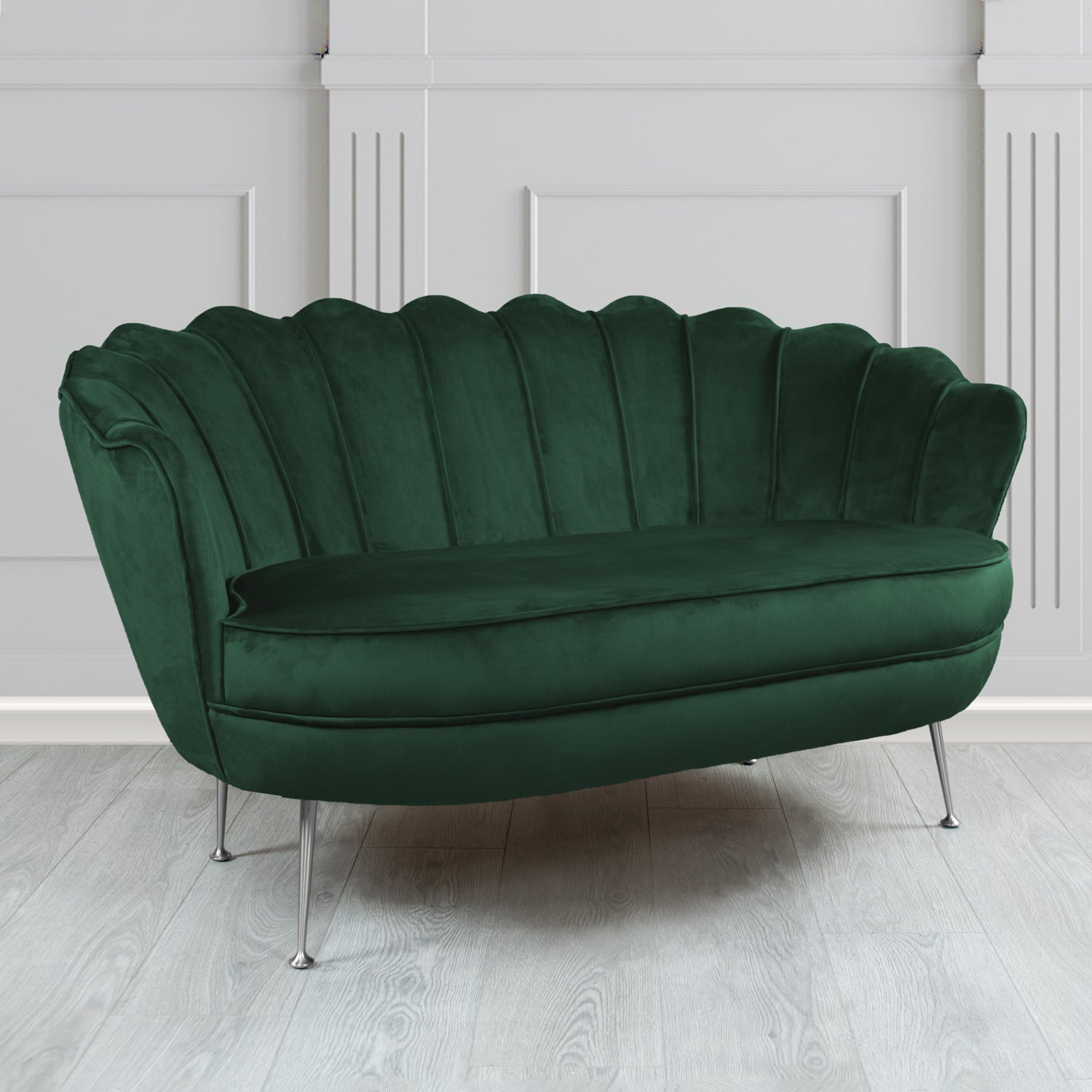Olivia 2 Seater Shell Sofa in Sapore Crib 5 Velvet Fabric