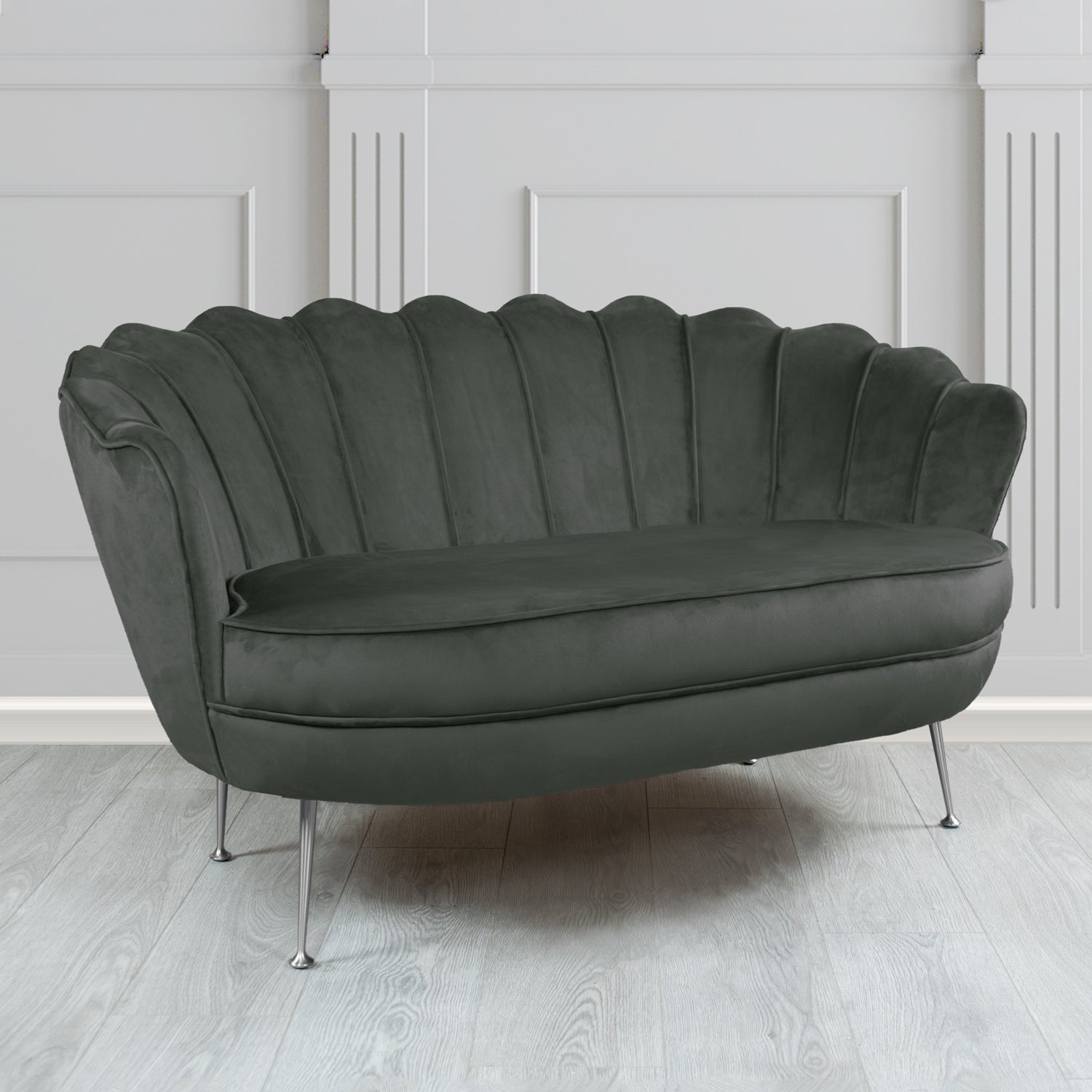 Olivia 2 Seater Shell Sofa in Sapore Crib 5 Velvet Fabric