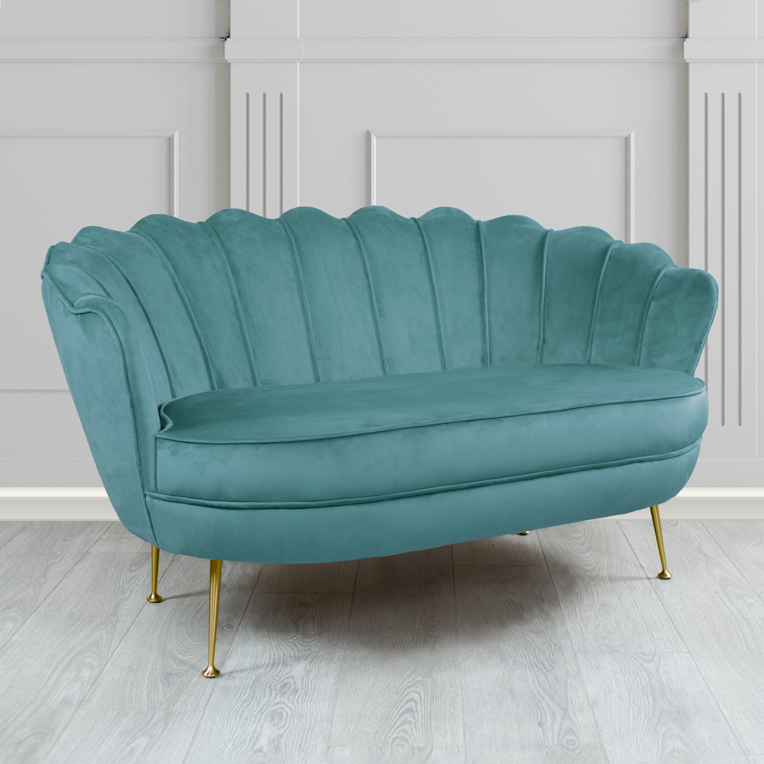 Olivia 2 Seater Shell Sofa in Sapore Crib 5 Velvet Fabric