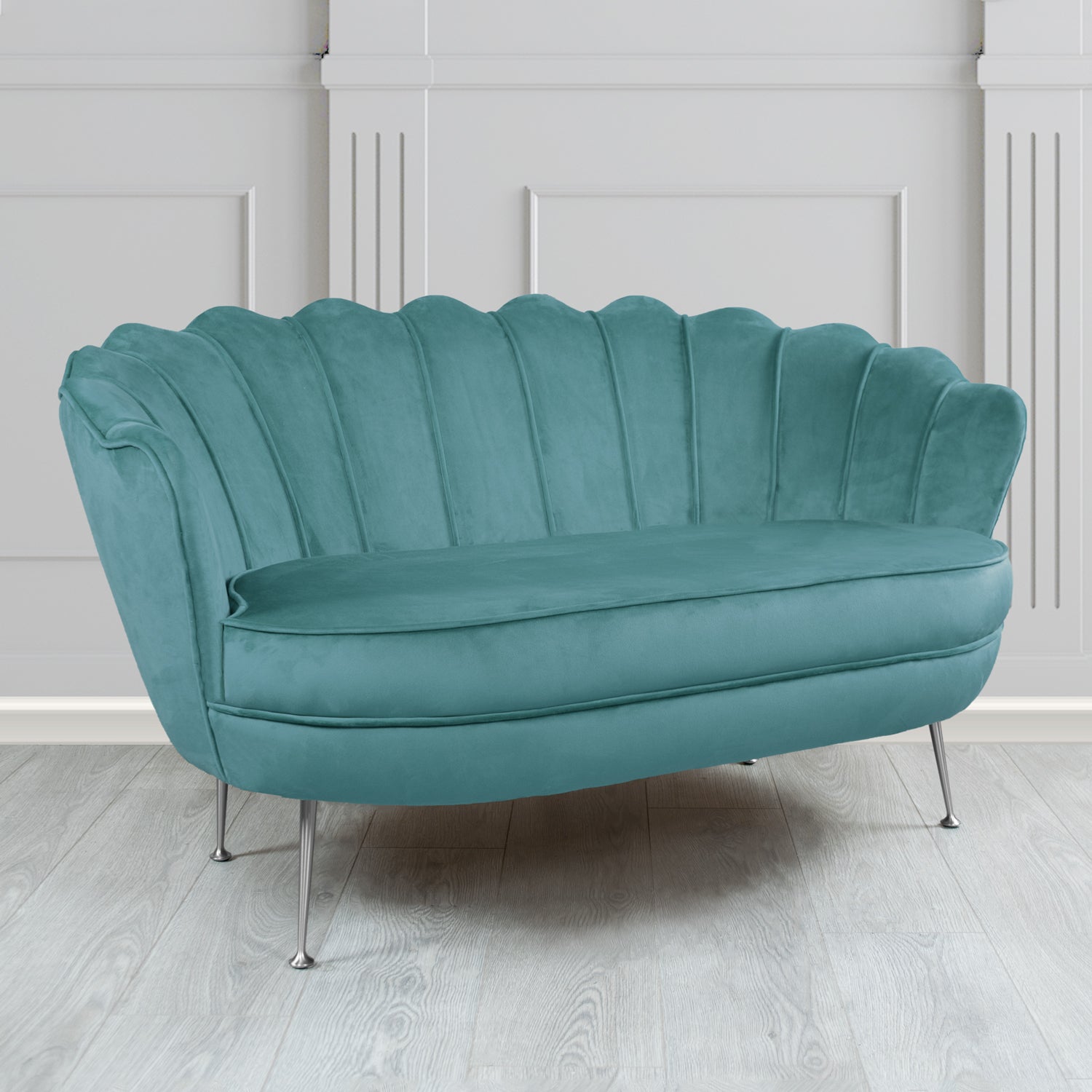 Olivia 2 Seater Shell Sofa in Sapore Crib 5 Velvet Fabric