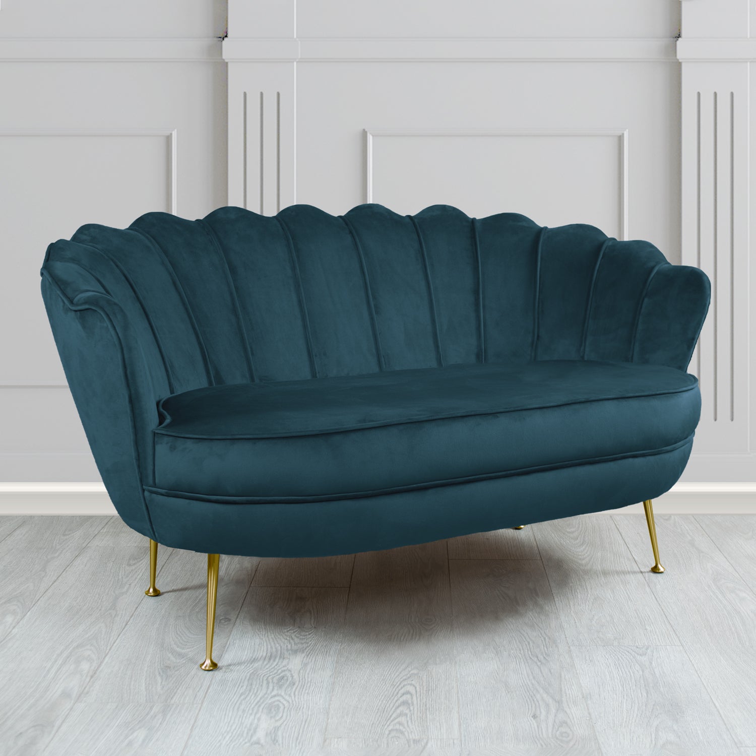Olivia 2 Seater Shell Sofa in Sapore Crib 5 Velvet Fabric