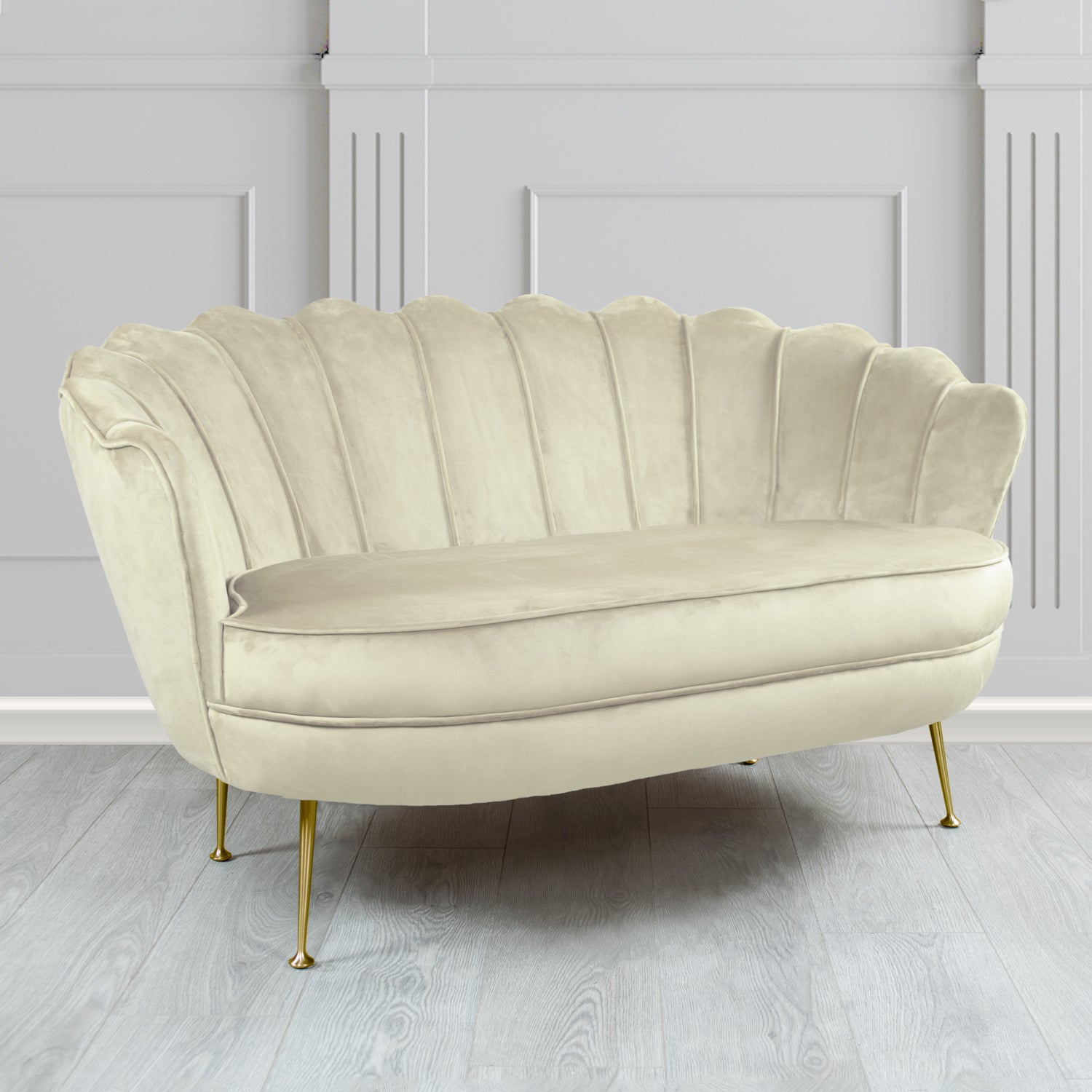 Olivia 2 Seater Shell Sofa in Sapore Crib 5 Velvet Fabric
