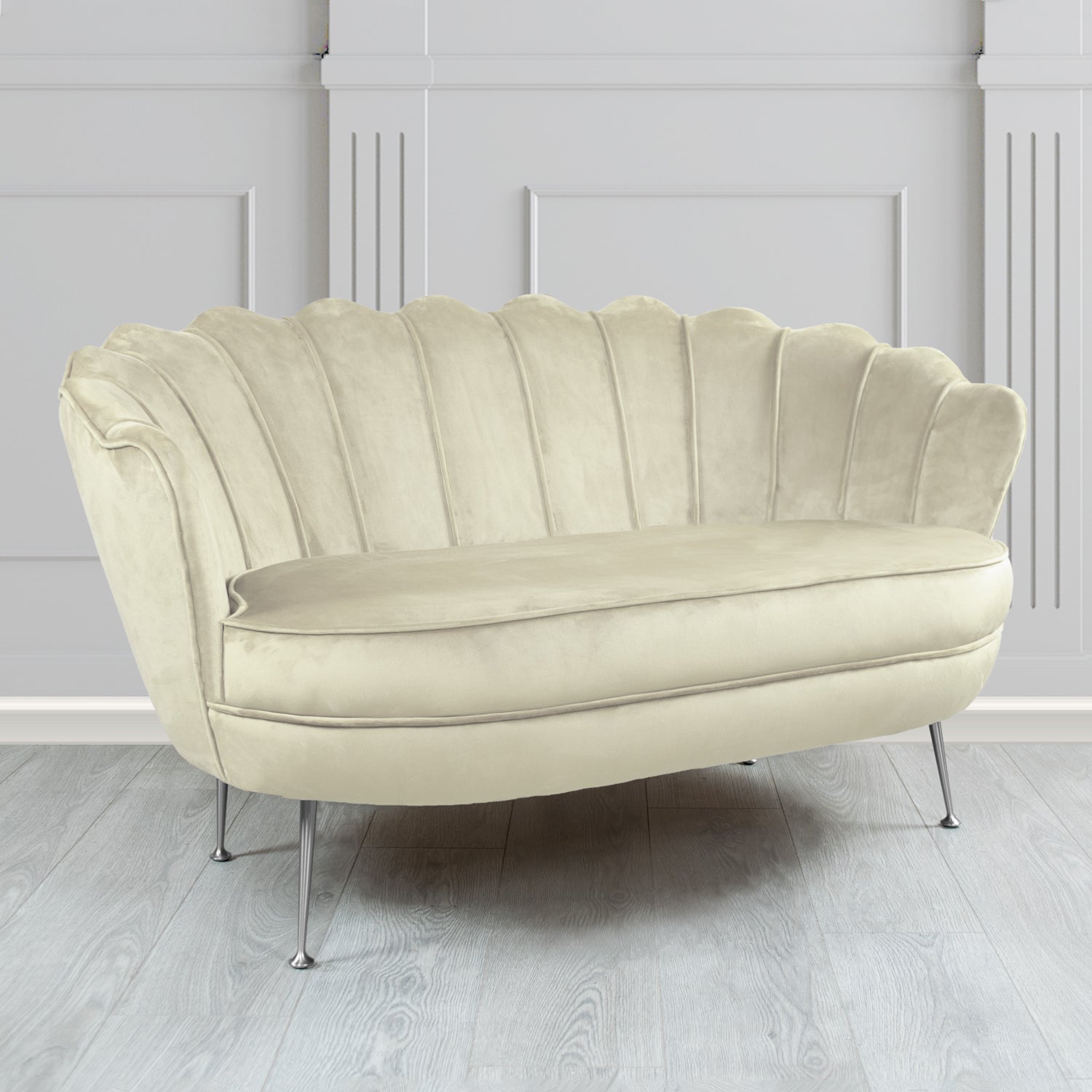 Olivia 2 Seater Shell Sofa in Sapore Crib 5 Velvet Fabric