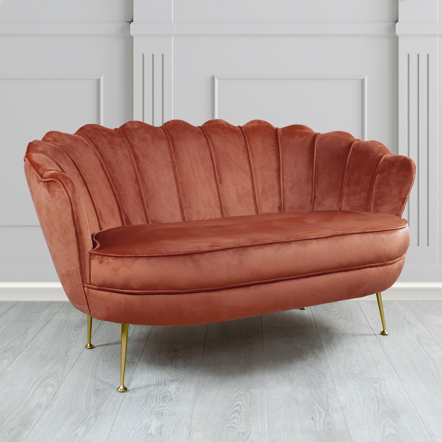 Olivia 2 Seater Shell Sofa in Sapore Crib 5 Velvet Fabric
