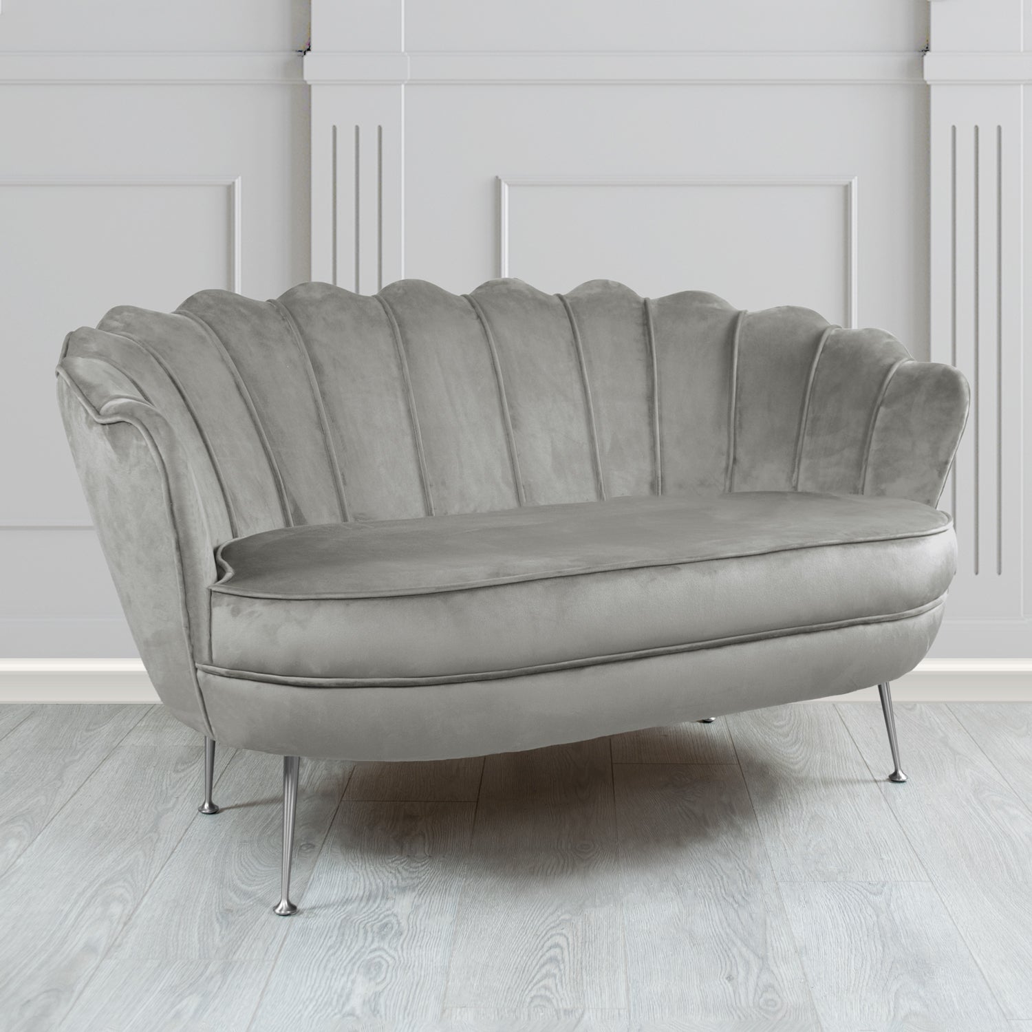 Olivia 2 Seater Shell Sofa in Sapore Crib 5 Velvet Fabric