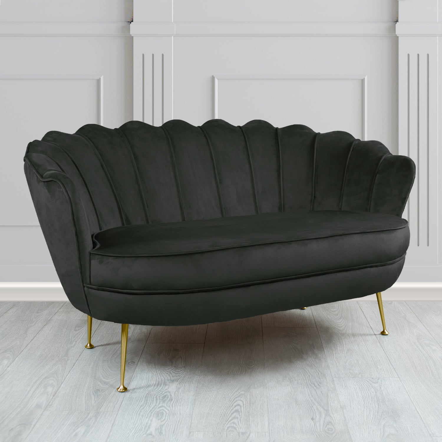 Olivia 2 Seater Shell Sofa in Sapore Crib 5 Velvet Fabric