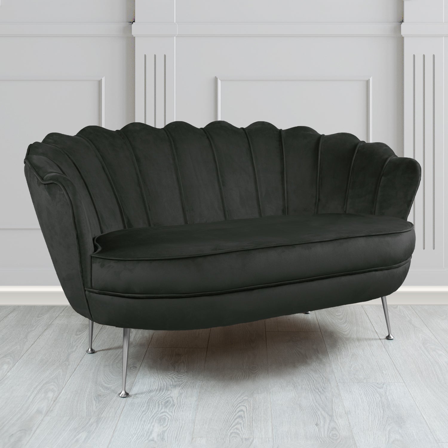 Olivia 2 Seater Shell Sofa in Sapore Crib 5 Velvet Fabric