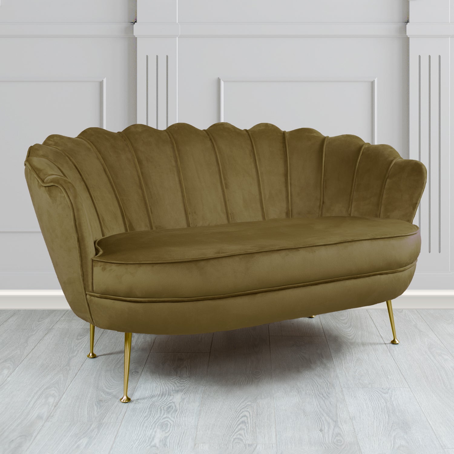 Olivia 2 Seater Shell Sofa in Sapore Crib 5 Velvet Fabric