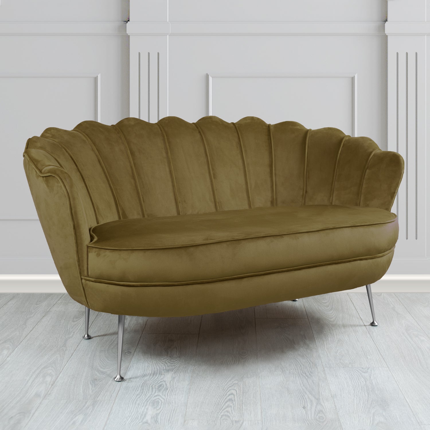 Olivia 2 Seater Shell Sofa in Sapore Crib 5 Velvet Fabric