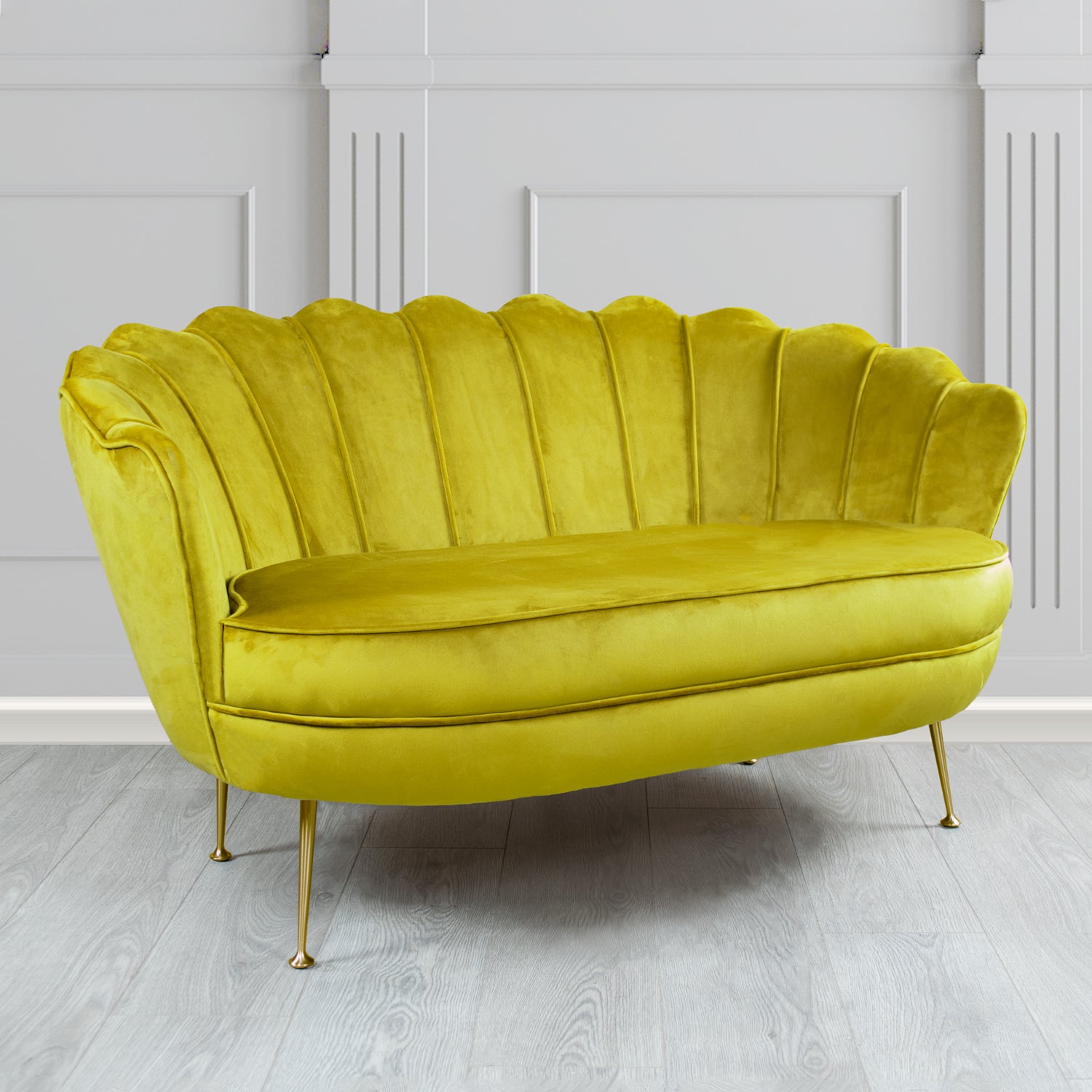 Olivia 2 Seater Shell Sofa in Sapore Crib 5 Velvet Fabric
