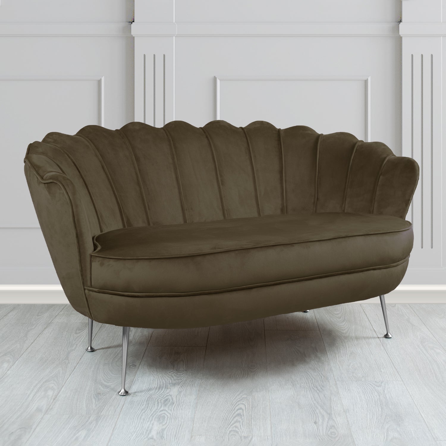 Olivia 2 Seater Shell Sofa in Sapore Crib 5 Velvet Fabric
