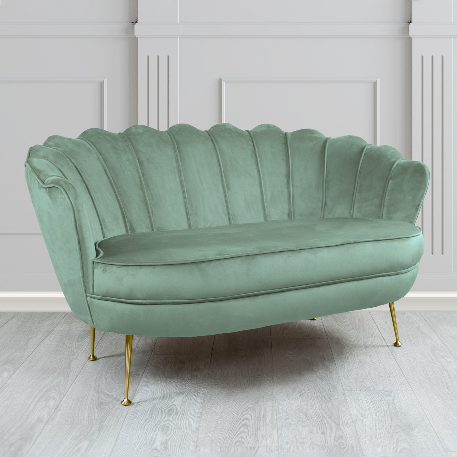 Olivia 2 Seater Shell Sofa in Cristina Marrone Passione Velvet Fabric