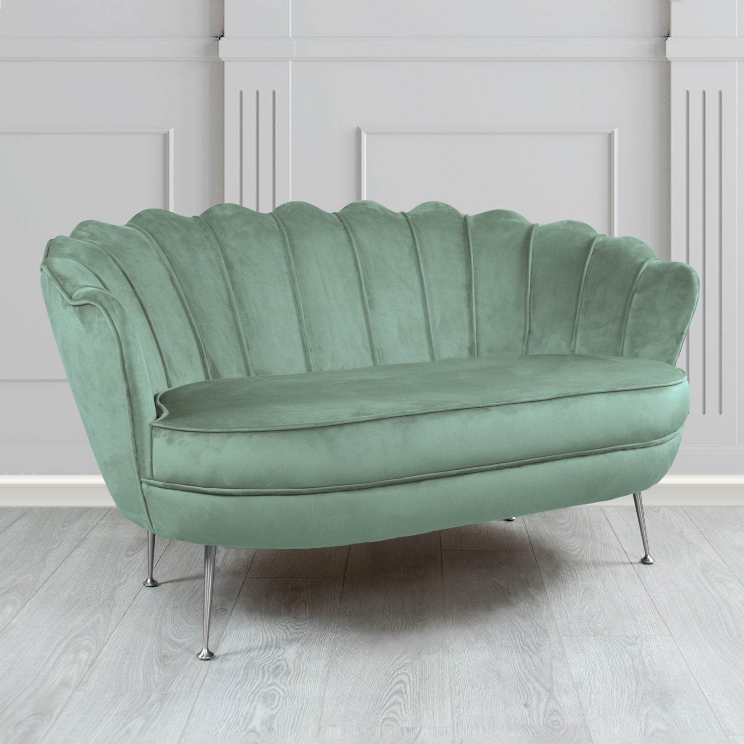Olivia 2 Seater Shell Sofa in Cristina Marrone Passione Velvet Fabric