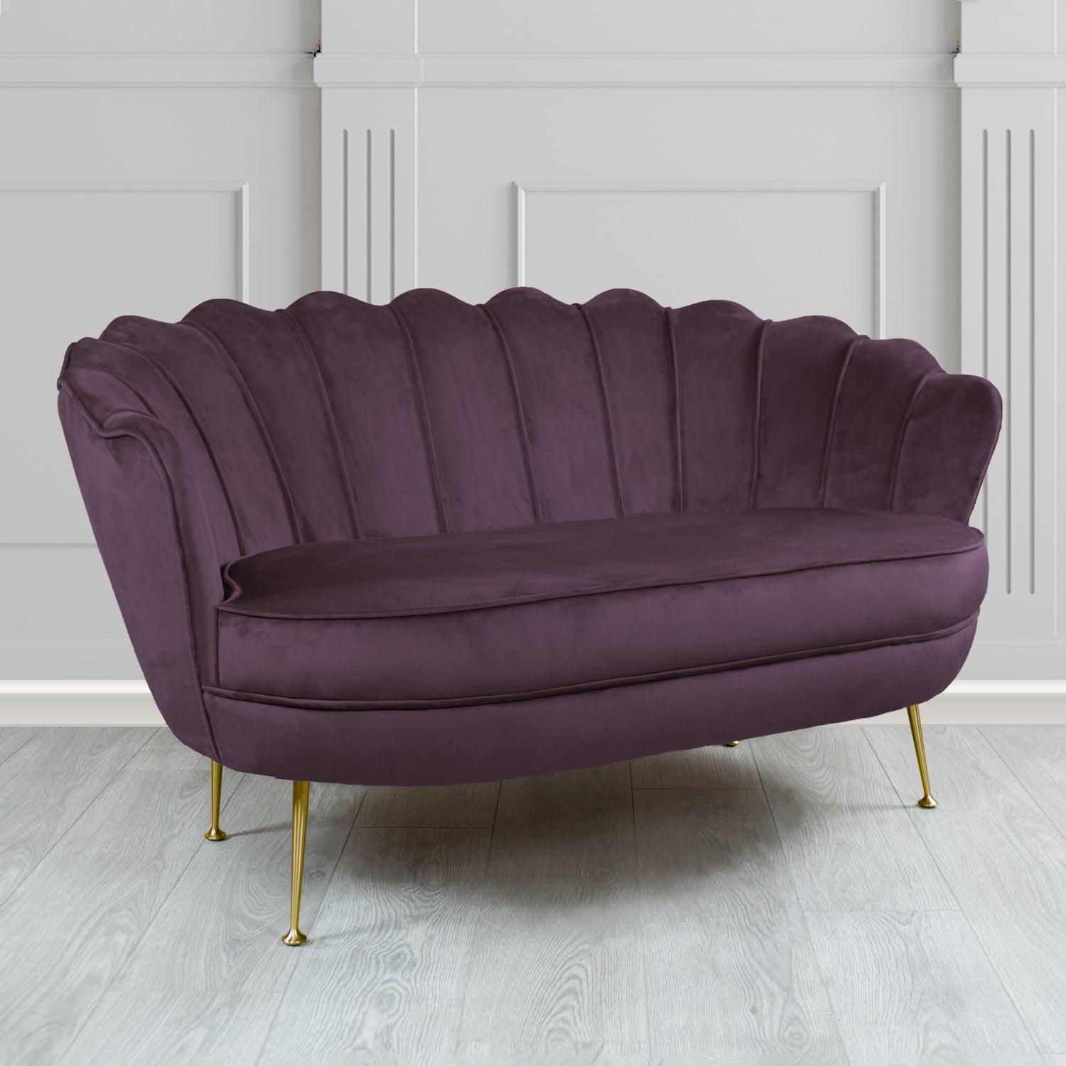 Olivia 2 Seater Shell Sofa in Cristina Marrone Passione Velvet Fabric