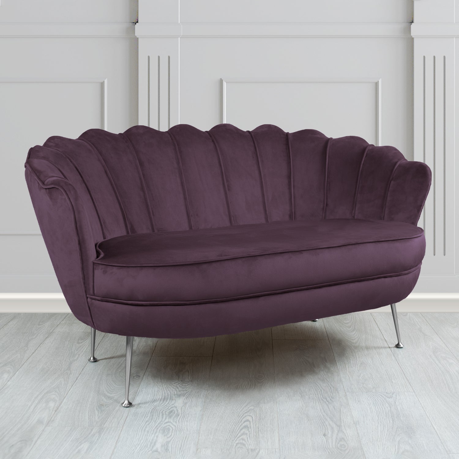Olivia 2 Seater Shell Sofa in Cristina Marrone Passione Velvet Fabric