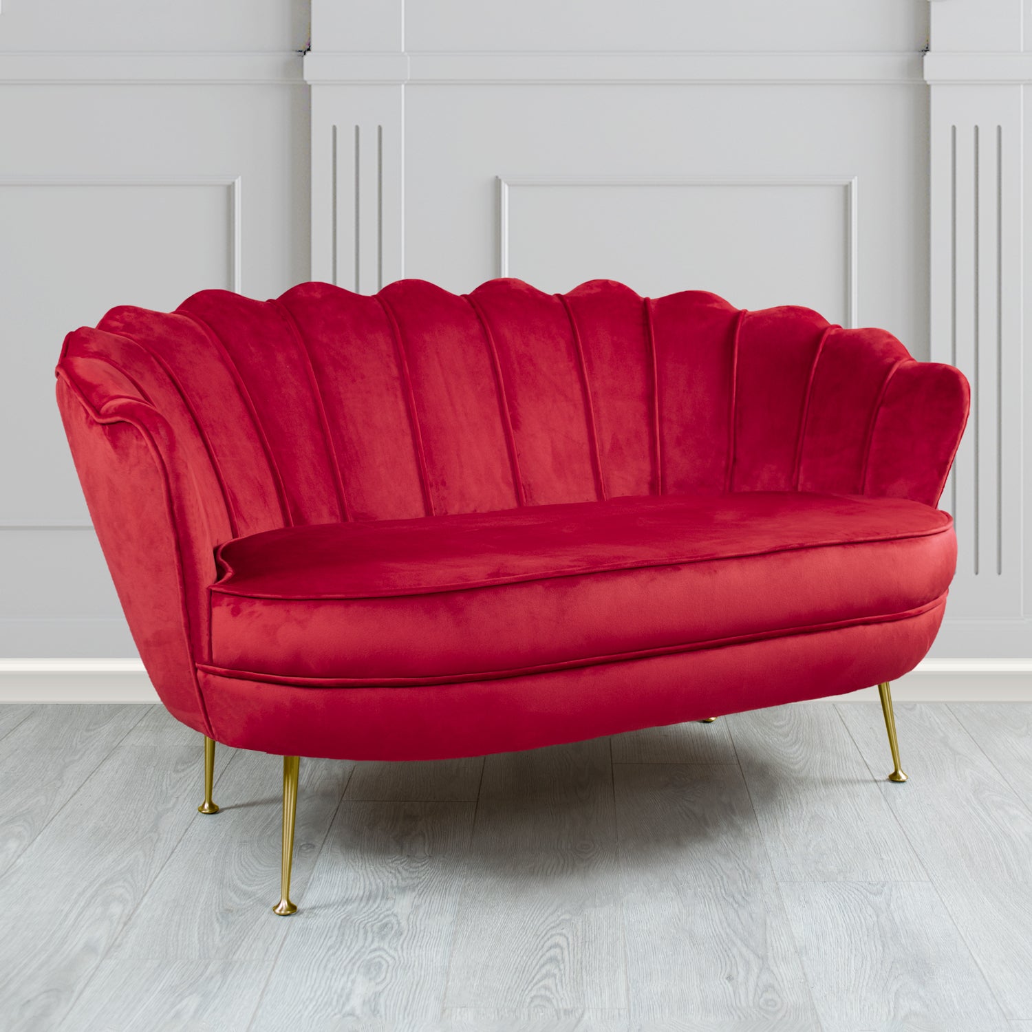 Olivia 2 Seater Shell Sofa in Cristina Marrone Passione Velvet Fabric