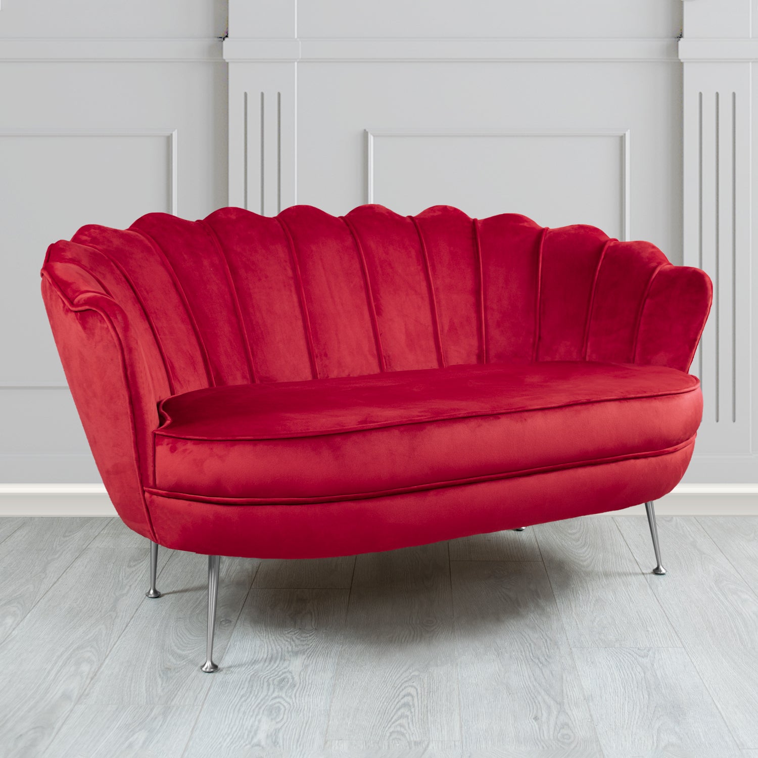 Olivia 2 Seater Shell Sofa in Cristina Marrone Passione Velvet Fabric