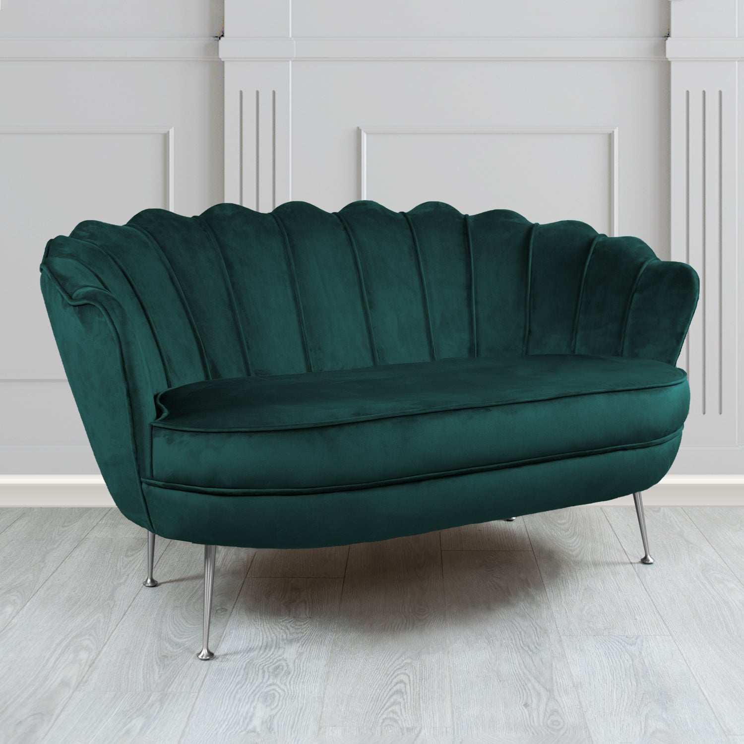Olivia 2 Seater Shell Sofa in Cristina Marrone Passione Velvet Fabric