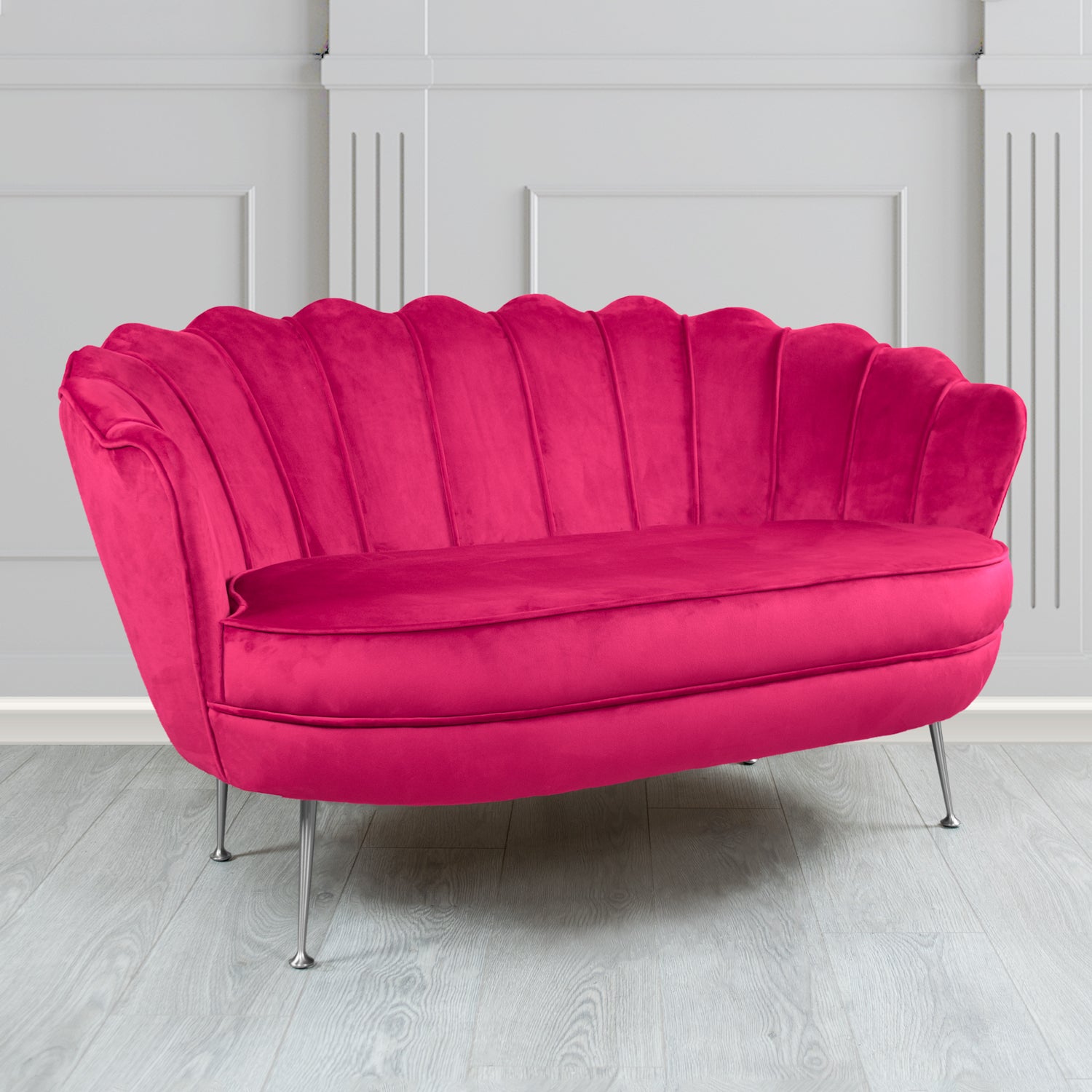 Olivia 2 Seater Shell Sofa in Cristina Marrone Passione Velvet Fabric