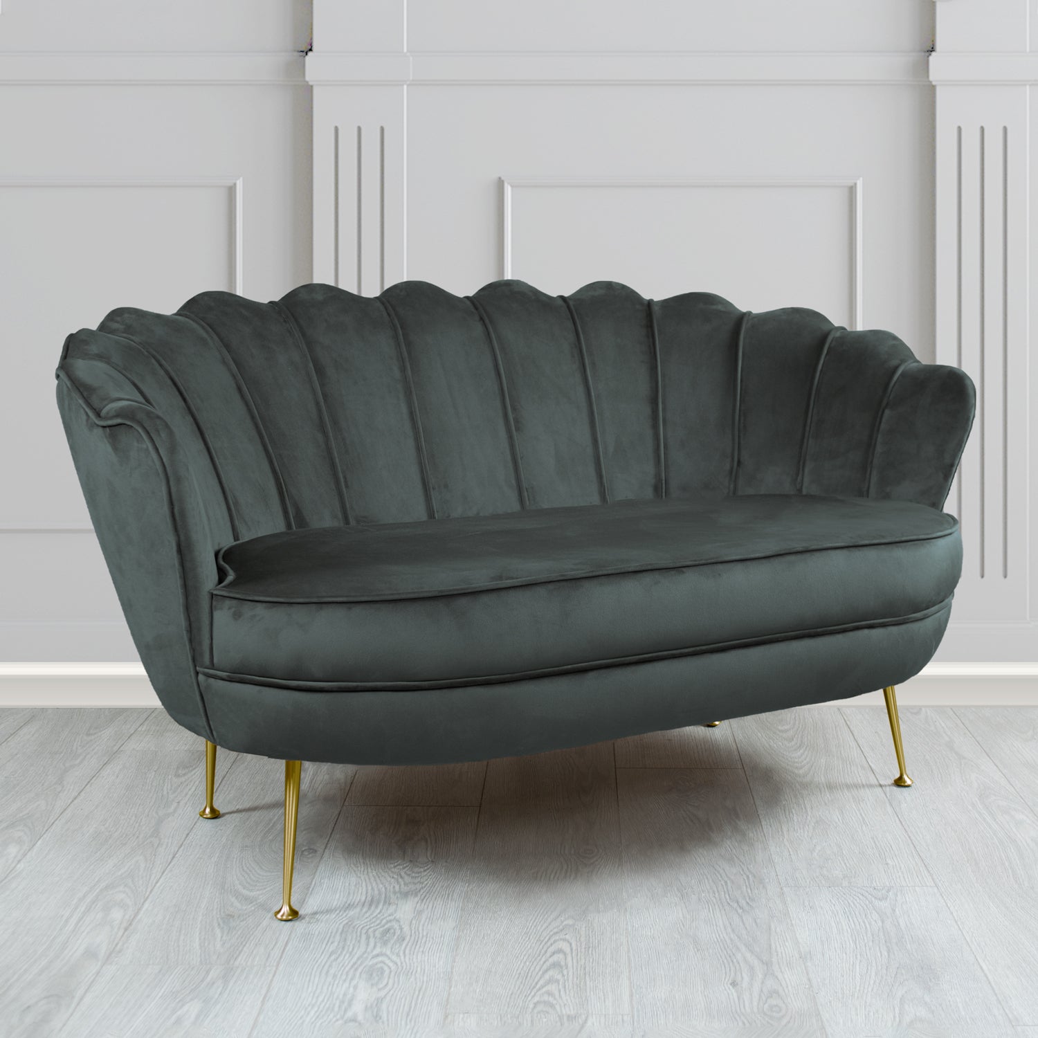 Olivia 2 Seater Shell Sofa in Cristina Marrone Passione Velvet Fabric