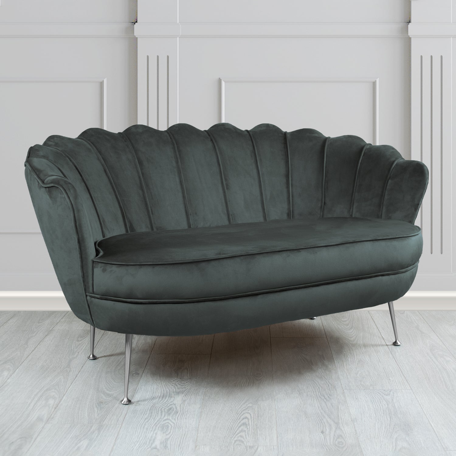 Olivia 2 Seater Shell Sofa in Cristina Marrone Passione Velvet Fabric