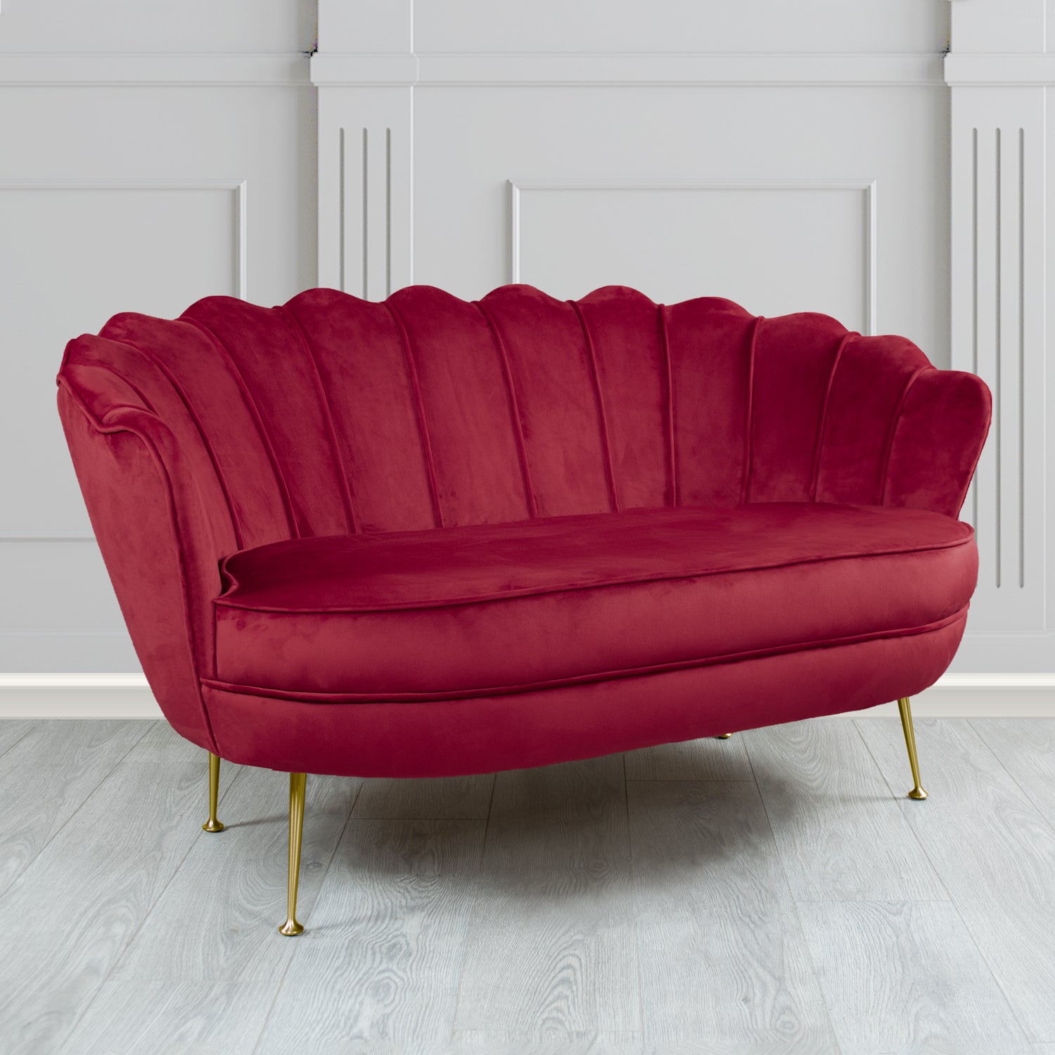 Olivia 2 Seater Shell Sofa in Cristina Marrone Passione Velvet Fabric