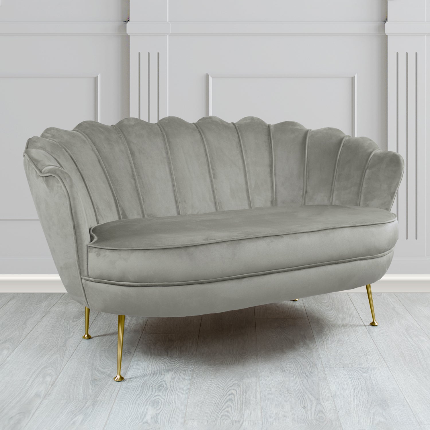 Olivia 2 Seater Shell Sofa in Cristina Marrone Passione Velvet Fabric