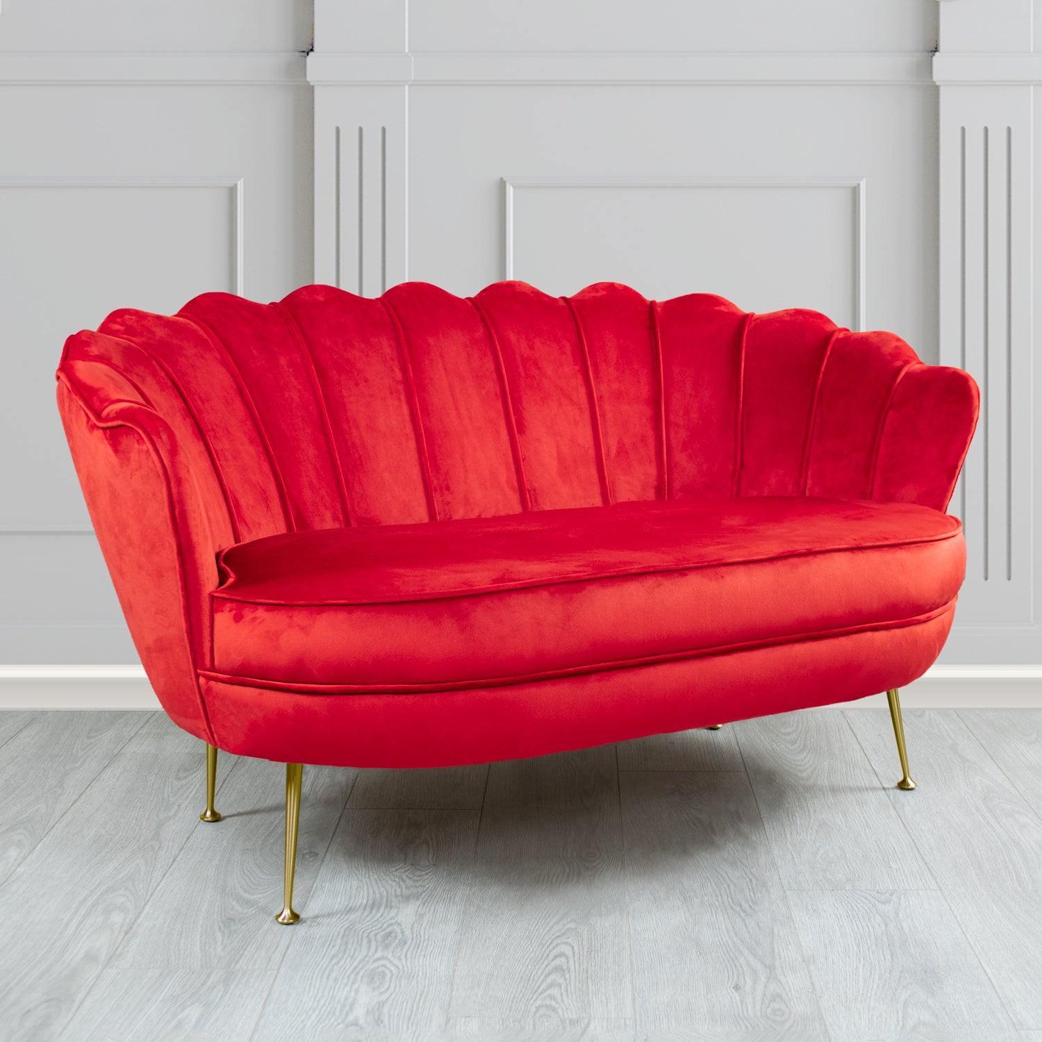 Olivia 2 Seater Shell Sofa in Cristina Marrone Passione Velvet Fabric