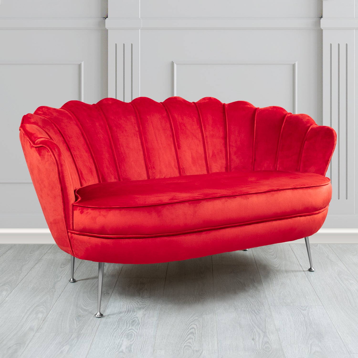 Olivia 2 Seater Shell Sofa in Cristina Marrone Passione Velvet Fabric