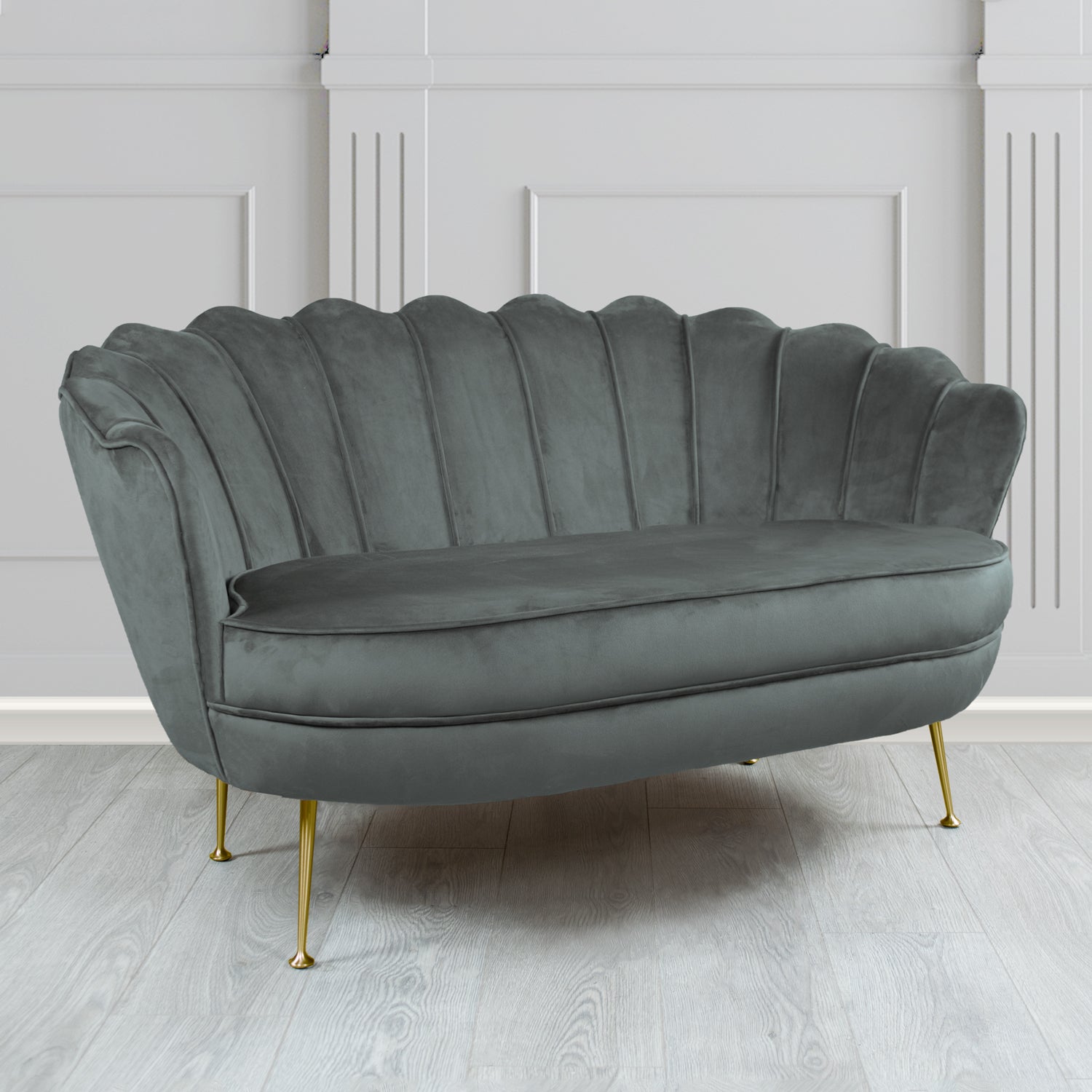 Olivia 2 Seater Shell Sofa in Cristina Marrone Passione Velvet Fabric