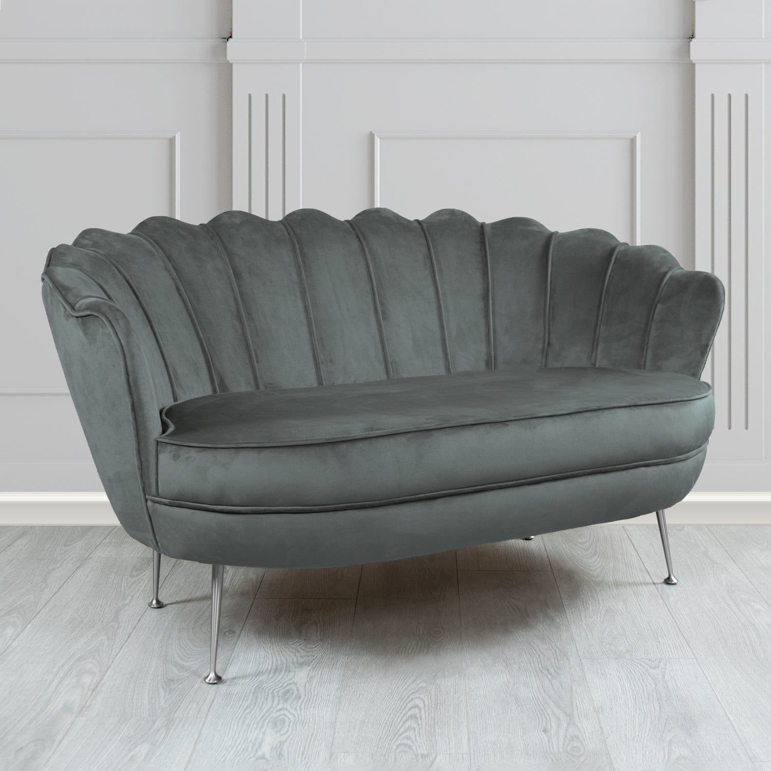 Olivia 2 Seater Shell Sofa in Cristina Marrone Passione Velvet Fabric