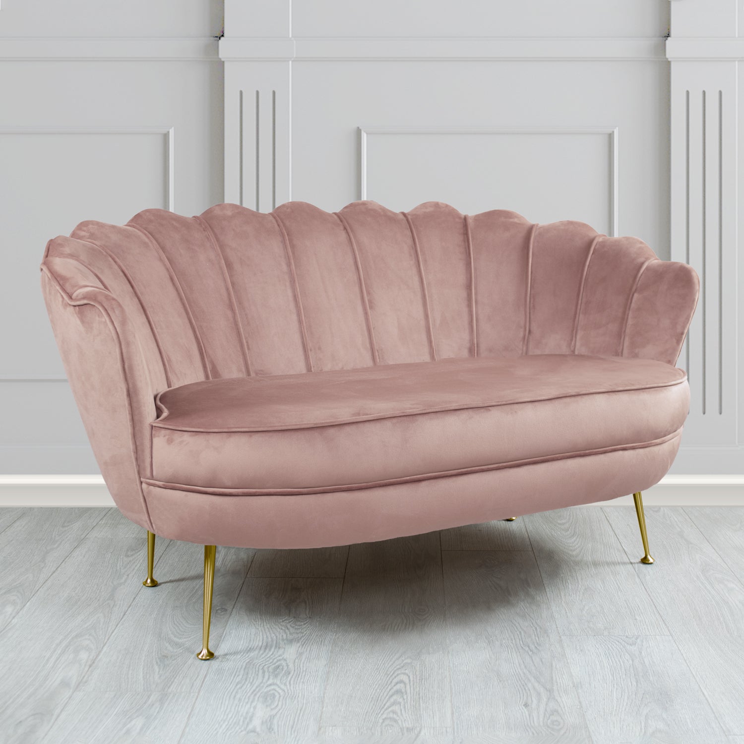 Olivia 2 Seater Shell Sofa in Cristina Marrone Passione Velvet Fabric